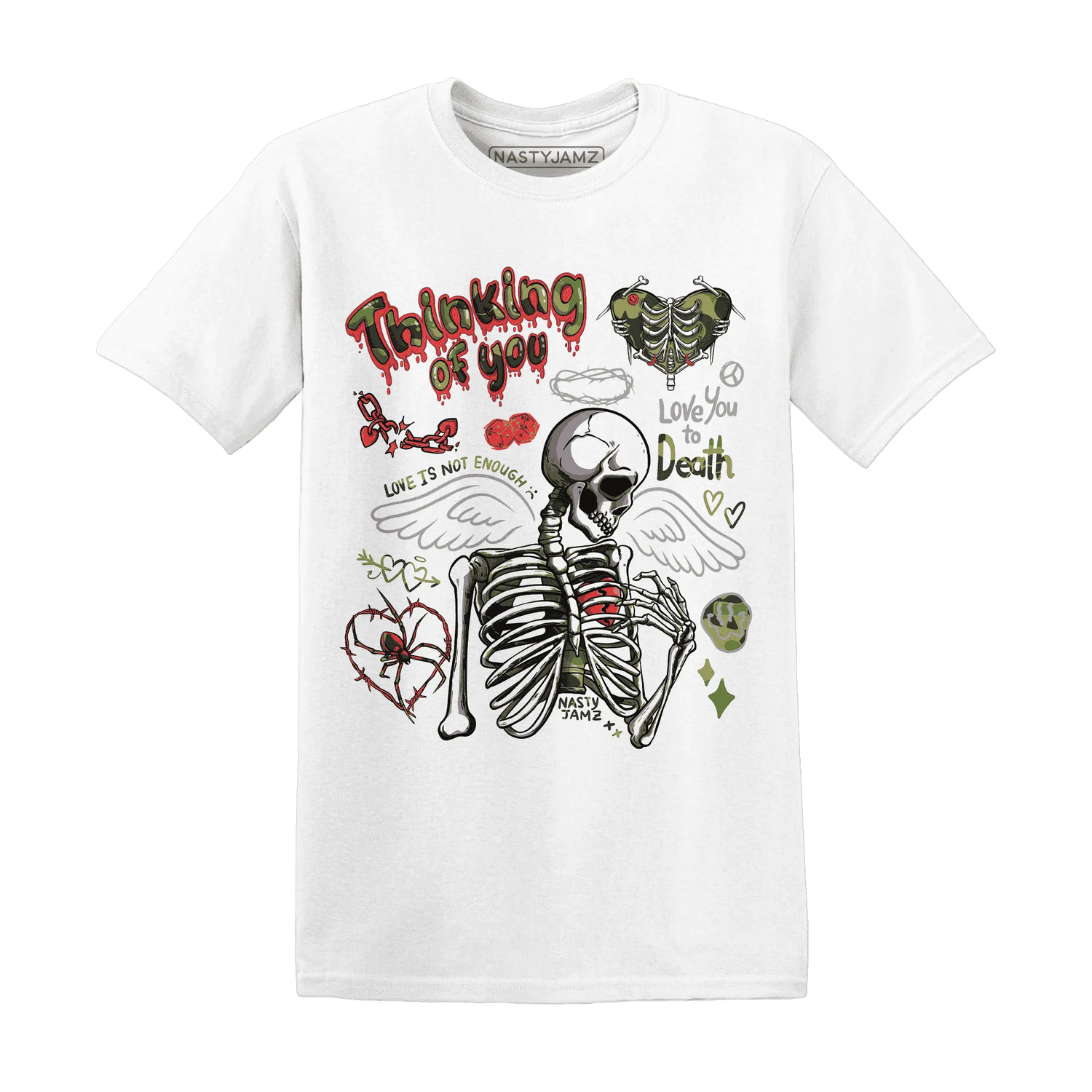 AM-90-Dark-Sage-Solar-Red-NastyJamz-T-Shirt-Match-Thinking-Of-You