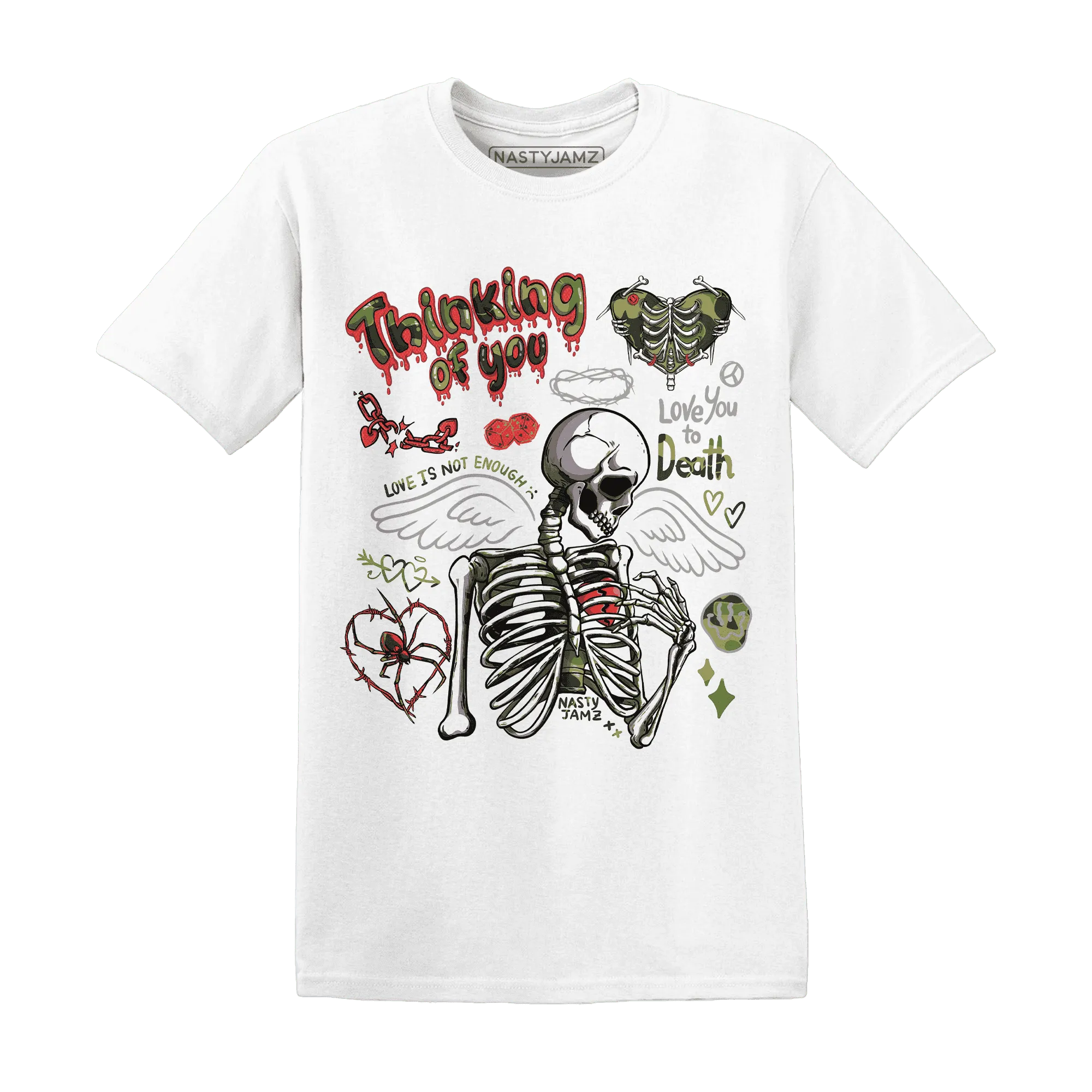 AM-90-Dark-Sage-Solar-Red-NastyJamz-T-Shirt-Match-Thinking-Of-You