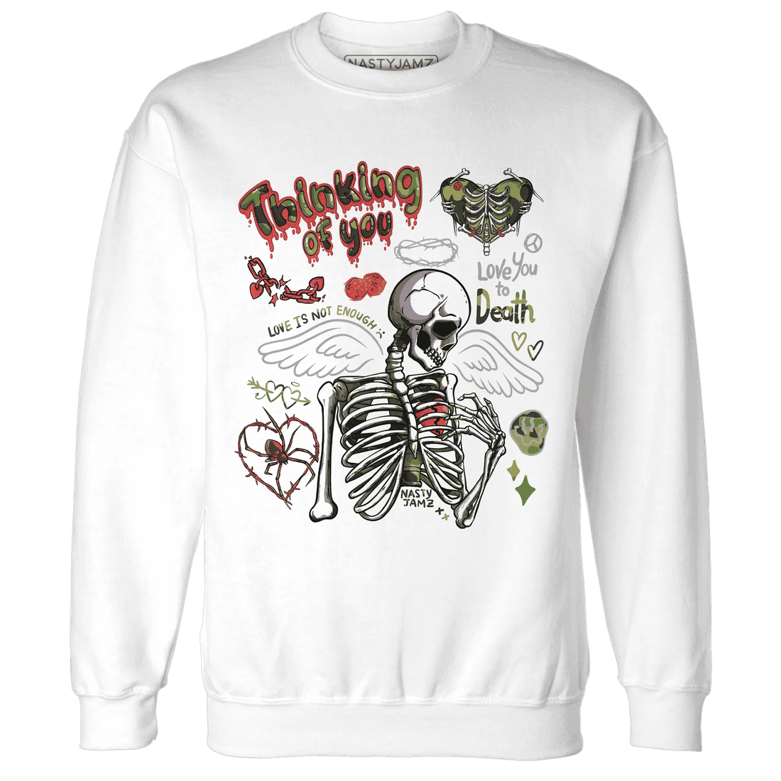 AM-90-Dark-Sage-Solar-Red-NastyJamz-Sweatshirt-Match-Thinking-Of-You
