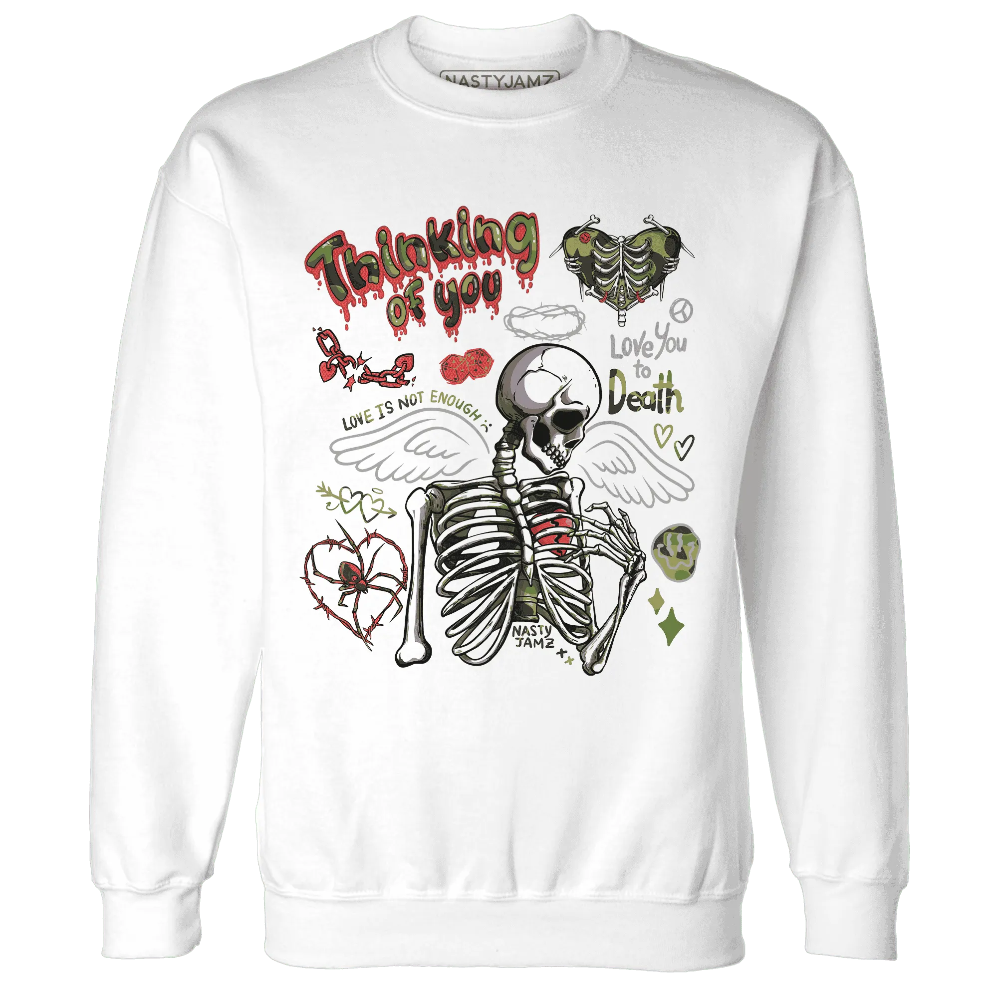 AM-90-Dark-Sage-Solar-Red-NastyJamz-Sweatshirt-Match-Thinking-Of-You