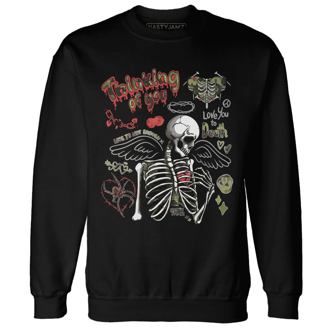 AM-90-Dark-Sage-Solar-Red-NastyJamz-Sweatshirt-Match-Thinking-Of-You