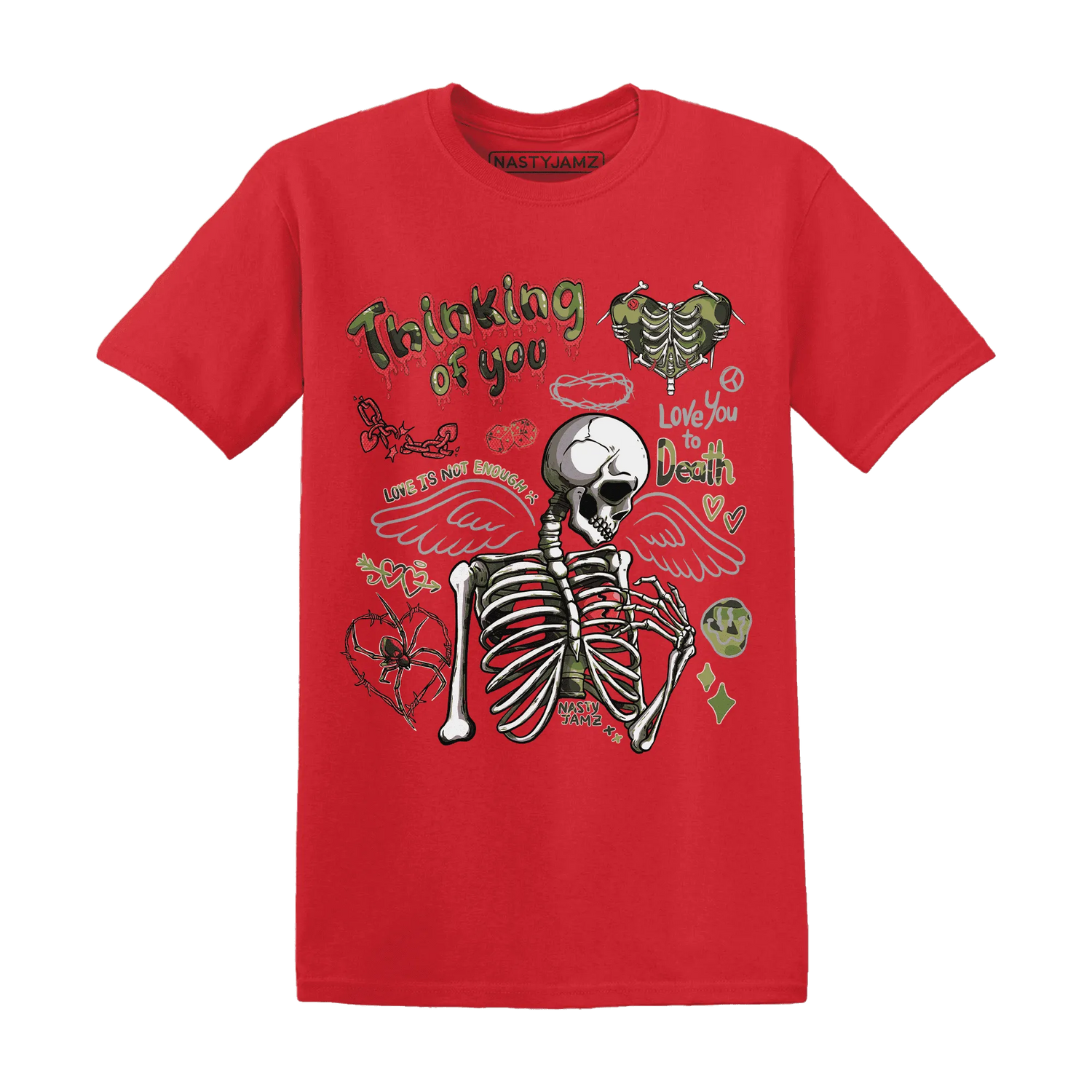 AM-90-Dark-Sage-Solar-Red-NastyJamz-T-Shirt-Match-Thinking-Of-You