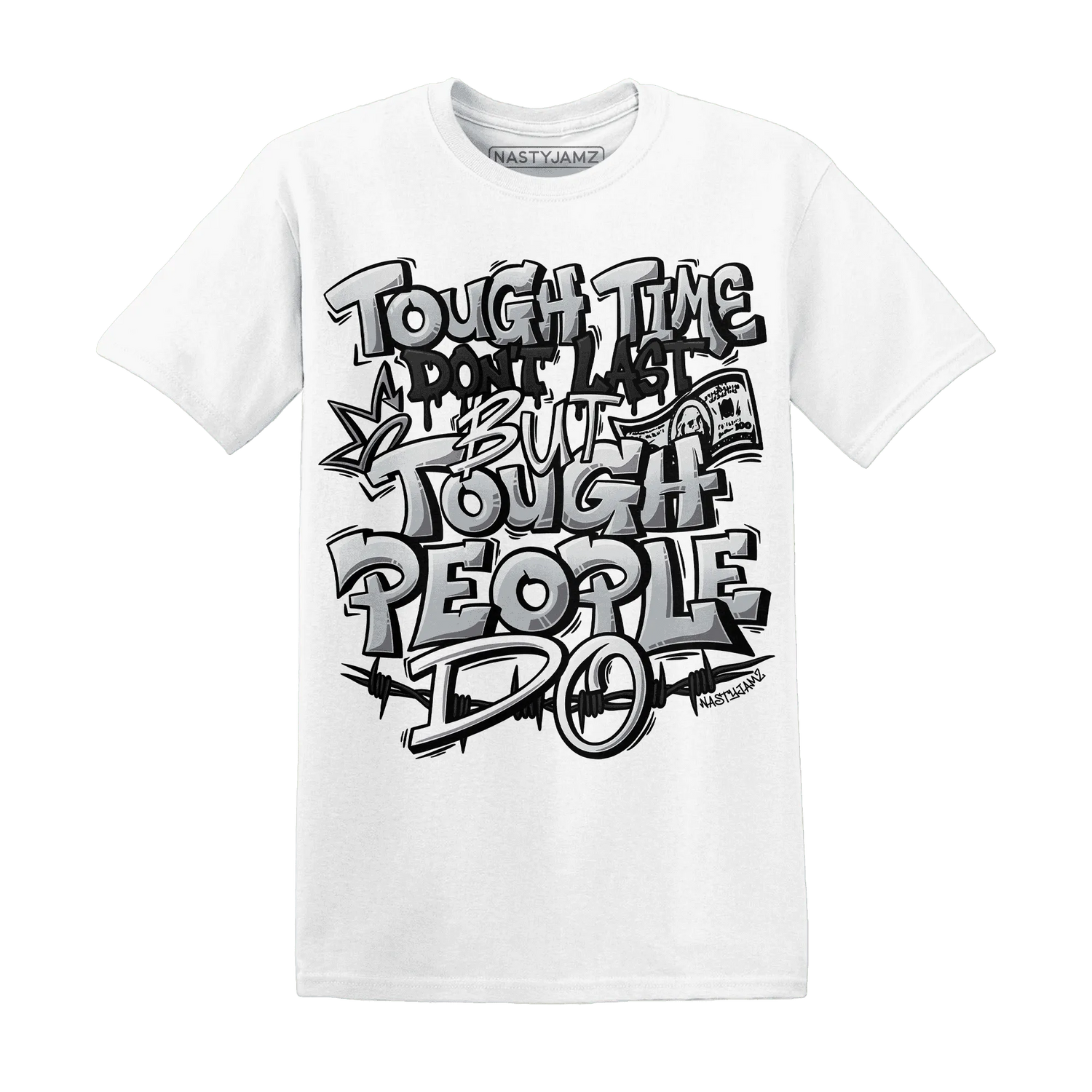 NastyJamz-Wolf-Grey-12s-T-Shirt-Match-Tough-People-Never-Fall