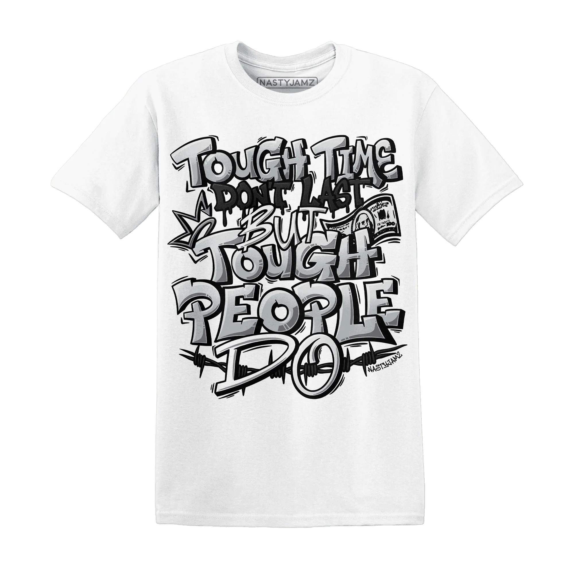 NastyJamz-Wolf-Grey-12s-T-Shirt-Match-Tough-People-Never-Fall