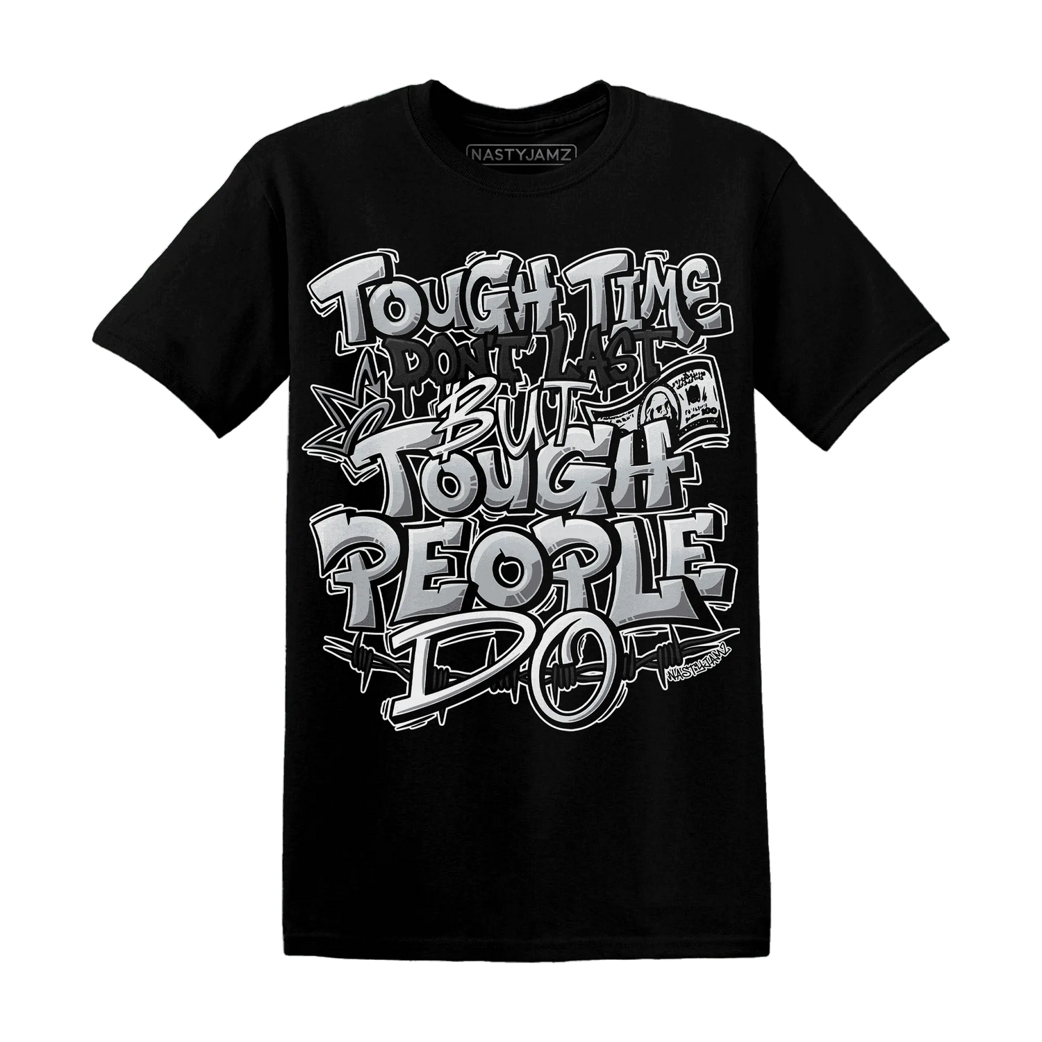 NastyJamz-Wolf-Grey-12s-T-Shirt-Match-Tough-People-Never-Fall