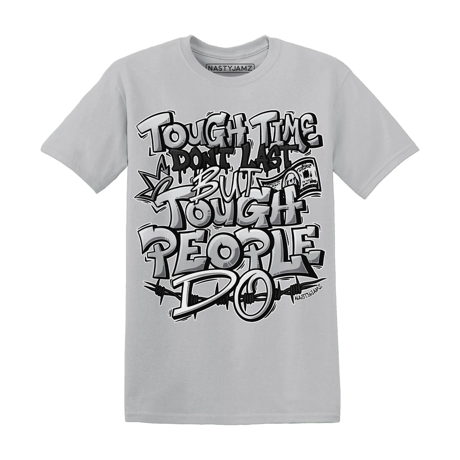 NastyJamz-Wolf-Grey-12s-T-Shirt-Match-Tough-People-Never-Fall