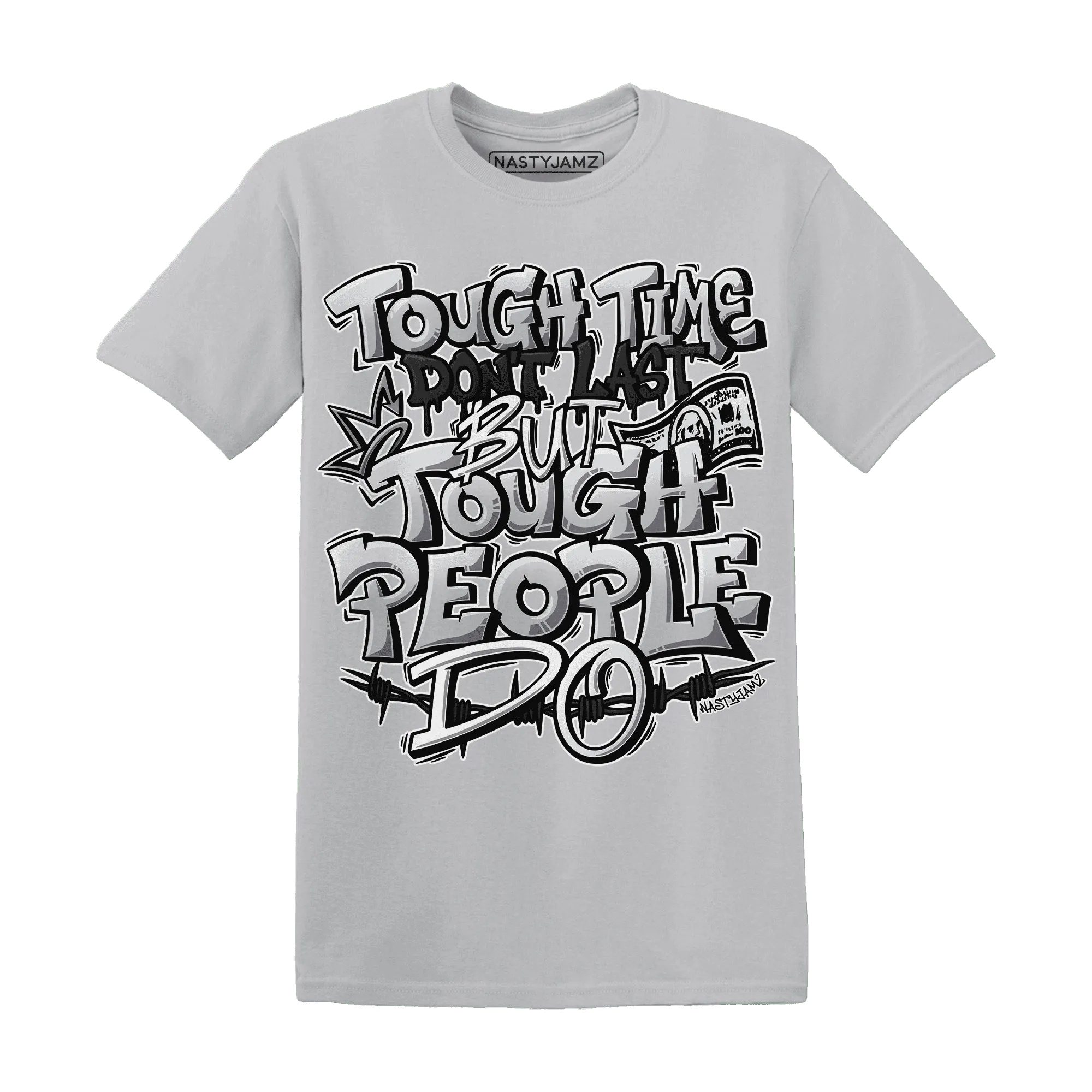 NastyJamz-Wolf-Grey-12s-T-Shirt-Match-Tough-People-Never-Fall