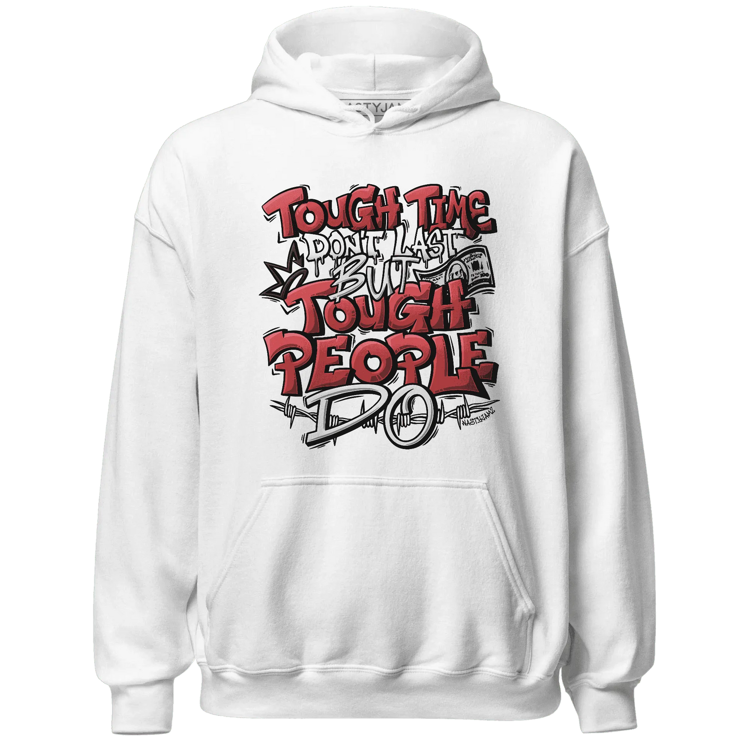 Black-Toe-Reimagined-Red-White-1s-NastyJamz-Hoodie-Match-Tough-People-Never-Fall