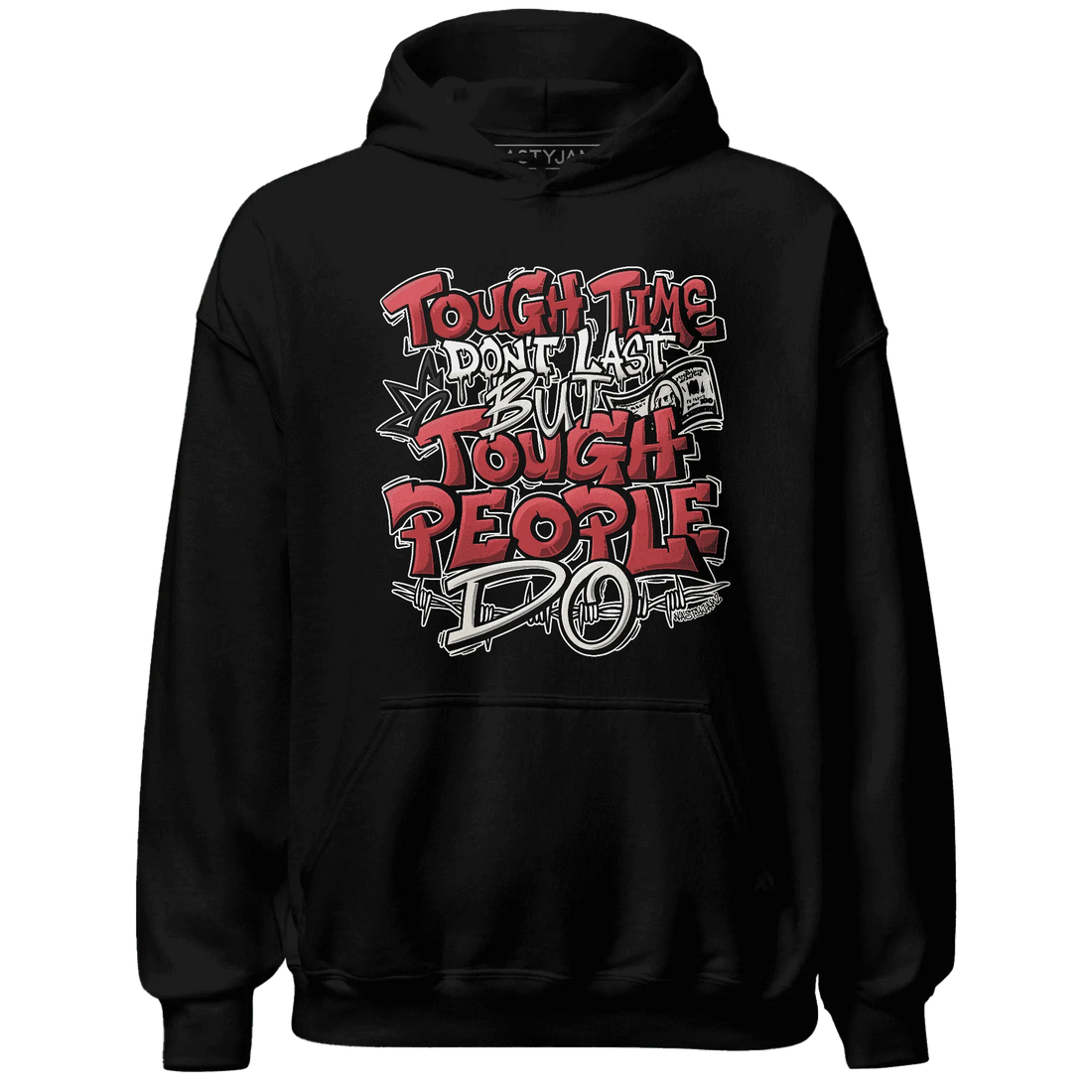 Black-Toe-Reimagined-Red-White-1s-NastyJamz-Hoodie-Match-Tough-People-Never-Fall