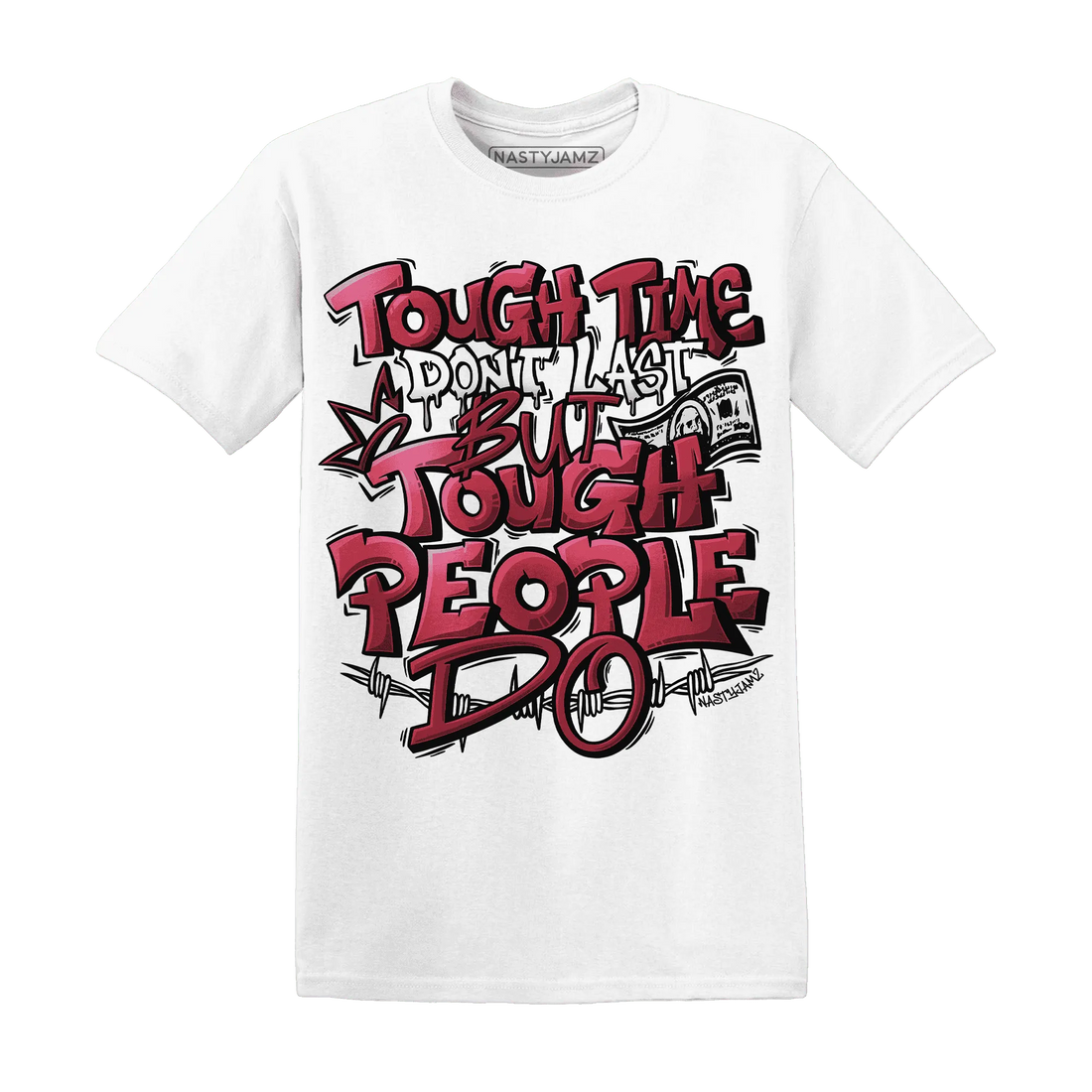 High-87-Metallic-Burgundy-1s-T-Shirt-Match-Tough-People-Never-Fall