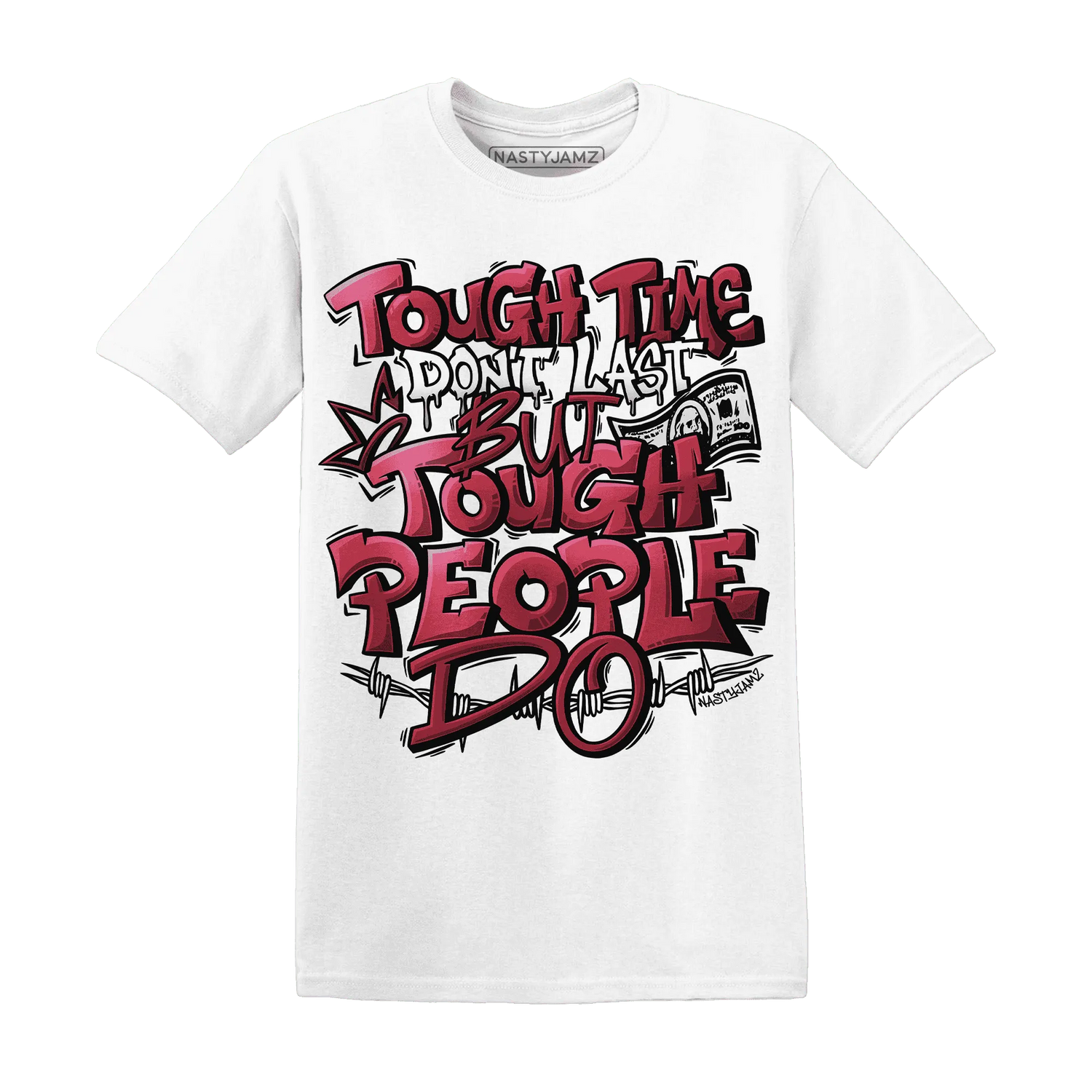 High-87-Metallic-Burgundy-1s-T-Shirt-Match-Tough-People-Never-Fall