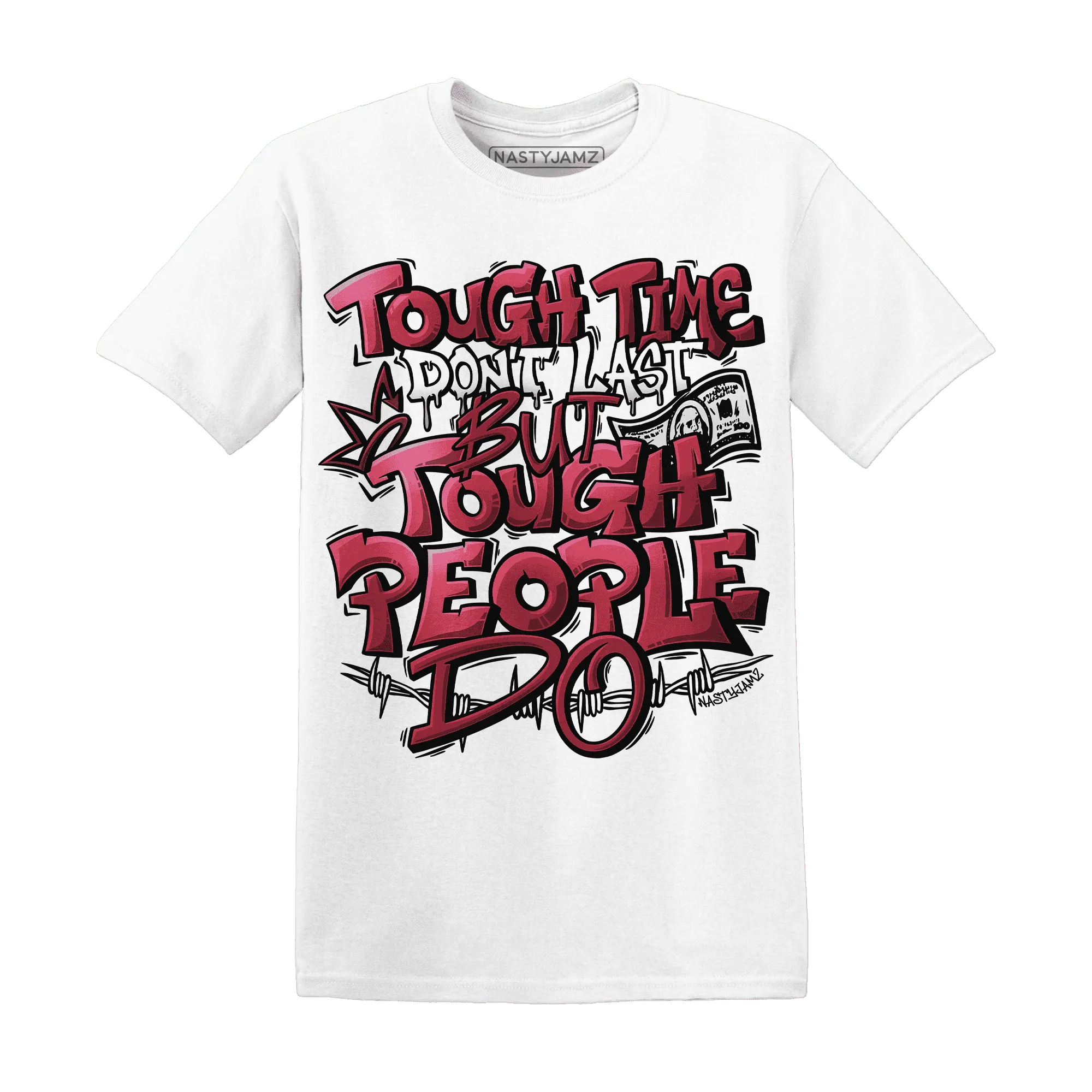 High-87-Metallic-Burgundy-1s-T-Shirt-Match-Tough-People-Never-Fall