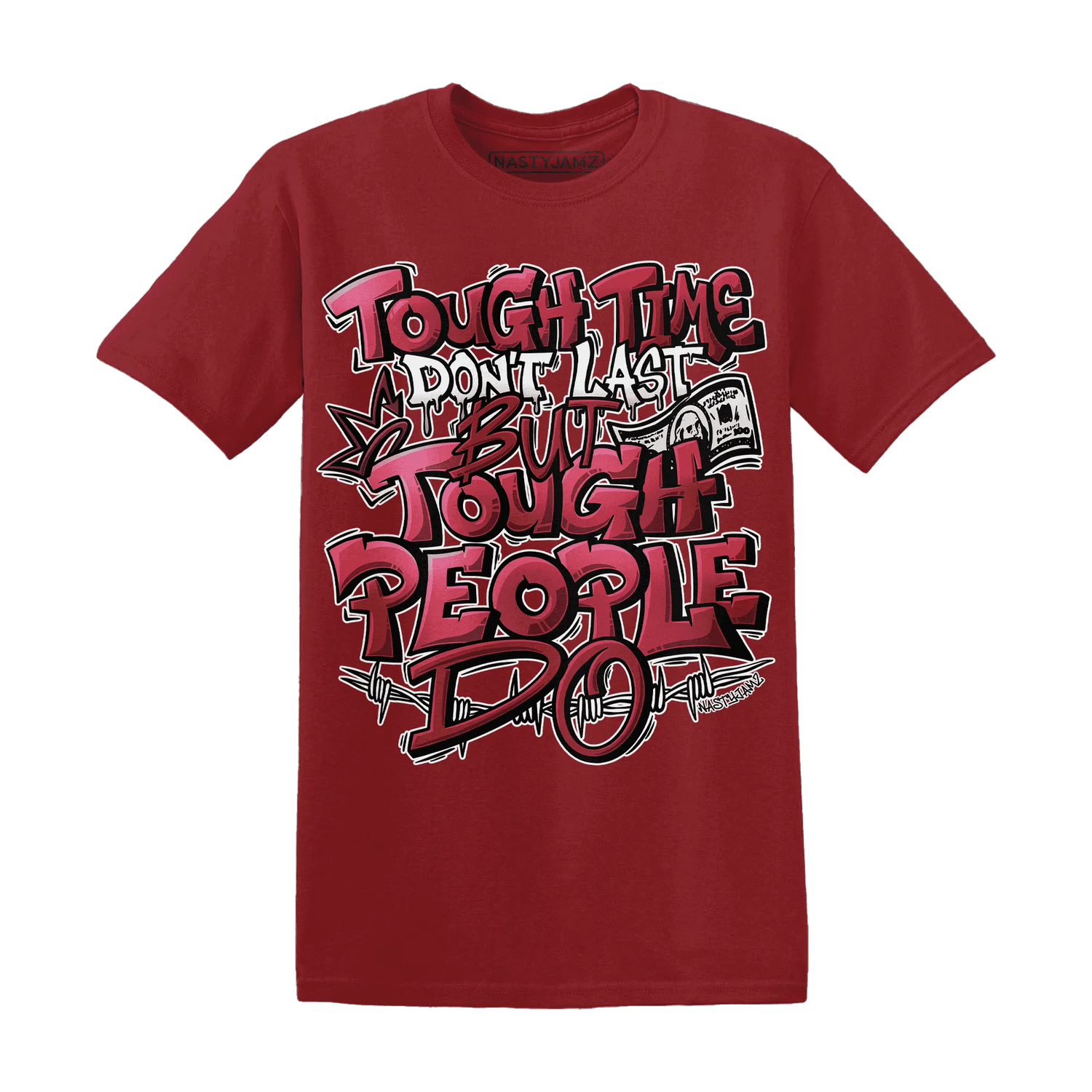 High-87-Metallic-Burgundy-1s-T-Shirt-Match-Tough-People-Never-Fall