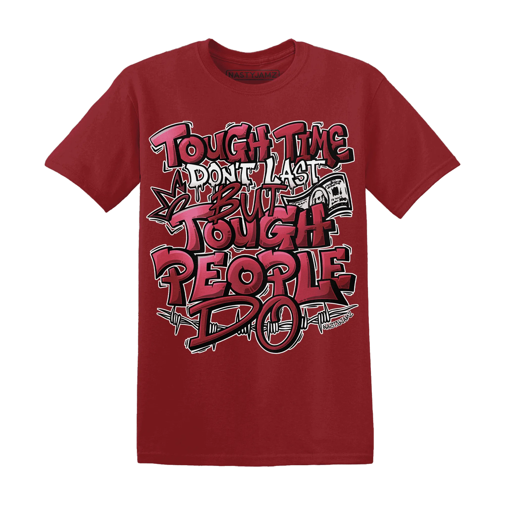 High-87-Metallic-Burgundy-1s-T-Shirt-Match-Tough-People-Never-Fall