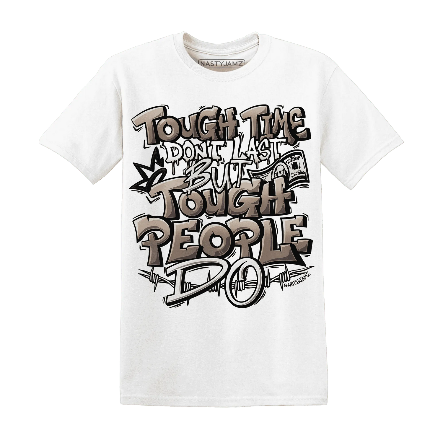 NastyJamz-Low-Mocha-1s-T-Shirt-Match-Tough-People-Never-Fall