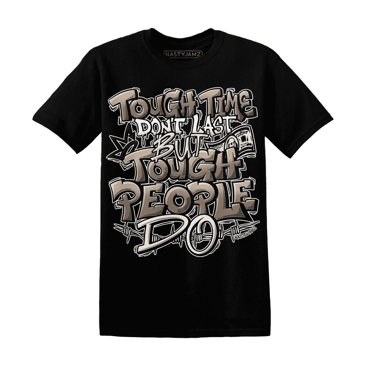 NastyJamz-Low-Mocha-1s-T-Shirt-Match-Tough-People-Never-Fall