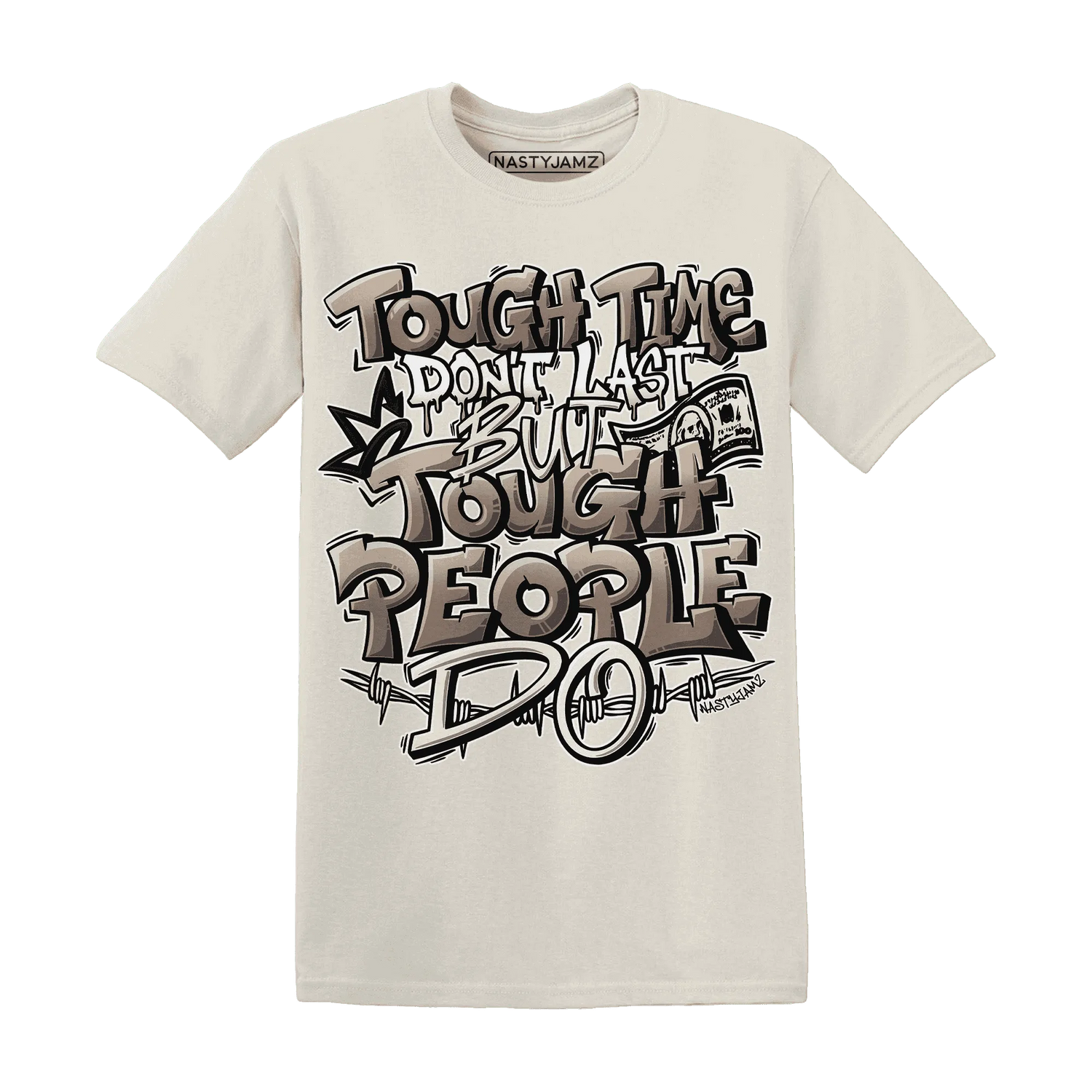 NastyJamz-Low-Mocha-1s-T-Shirt-Match-Tough-People-Never-Fall