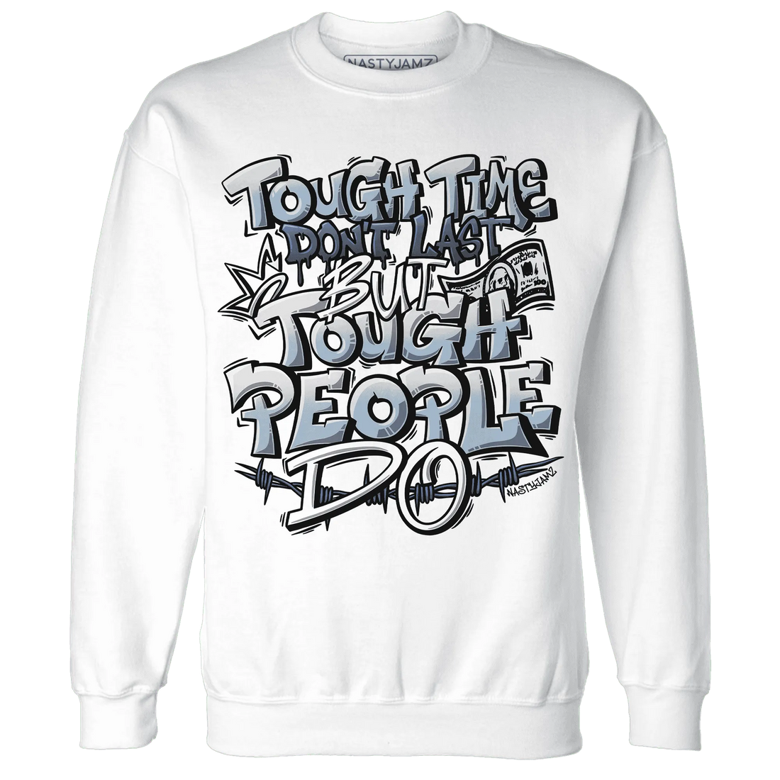 Mid-Diffused-Blue-Grey-1s-Sweatshirt-Match-Tough-People-Never-Fall