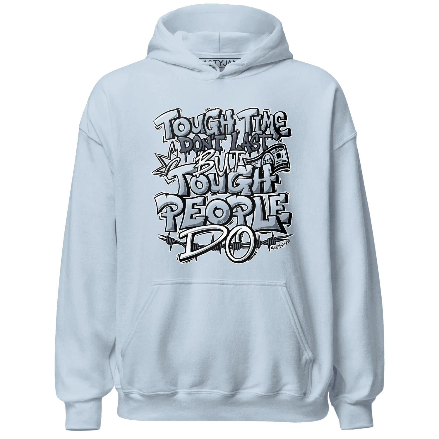 Mid-Diffused-Blue-Grey-1s-Hoodie-Match-Tough-People-Never-Fall