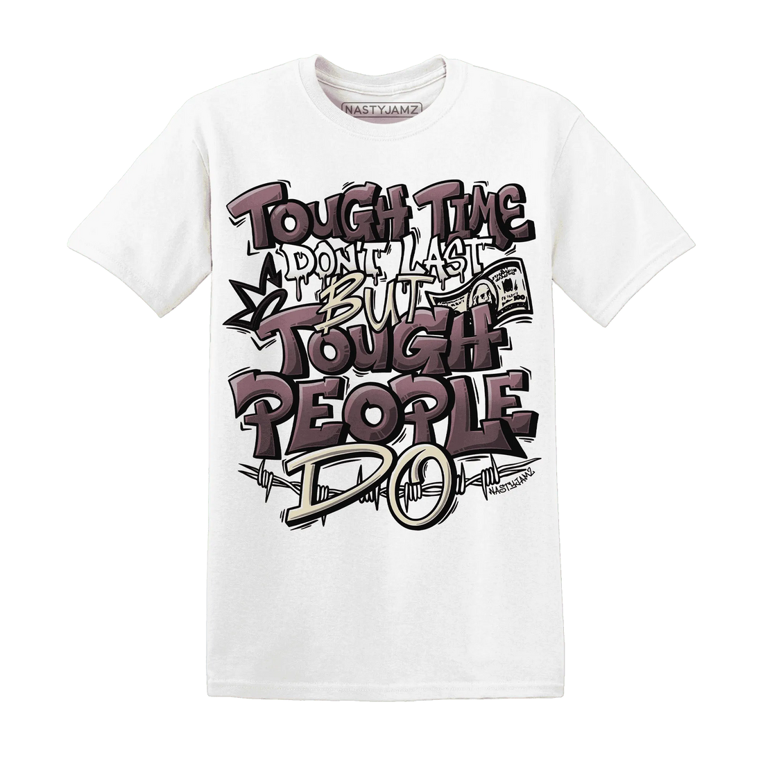 NastyJamz-Burgundy-Crush-3s-T-Shirt-Match-Tough-People-Never-Fall