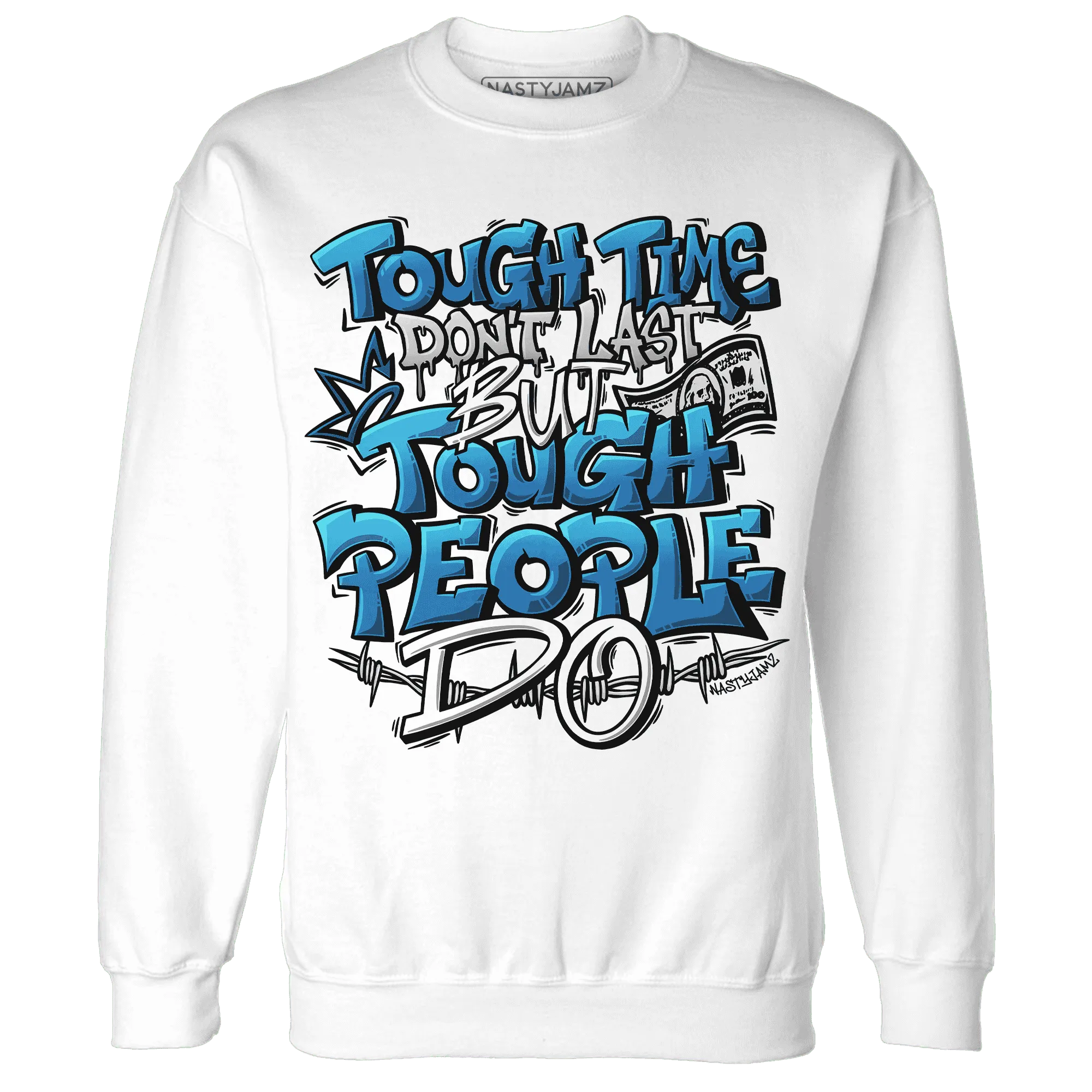 Industrial-Blue-4s-Sweatshirt-Match-Tough-People-Never-Fall