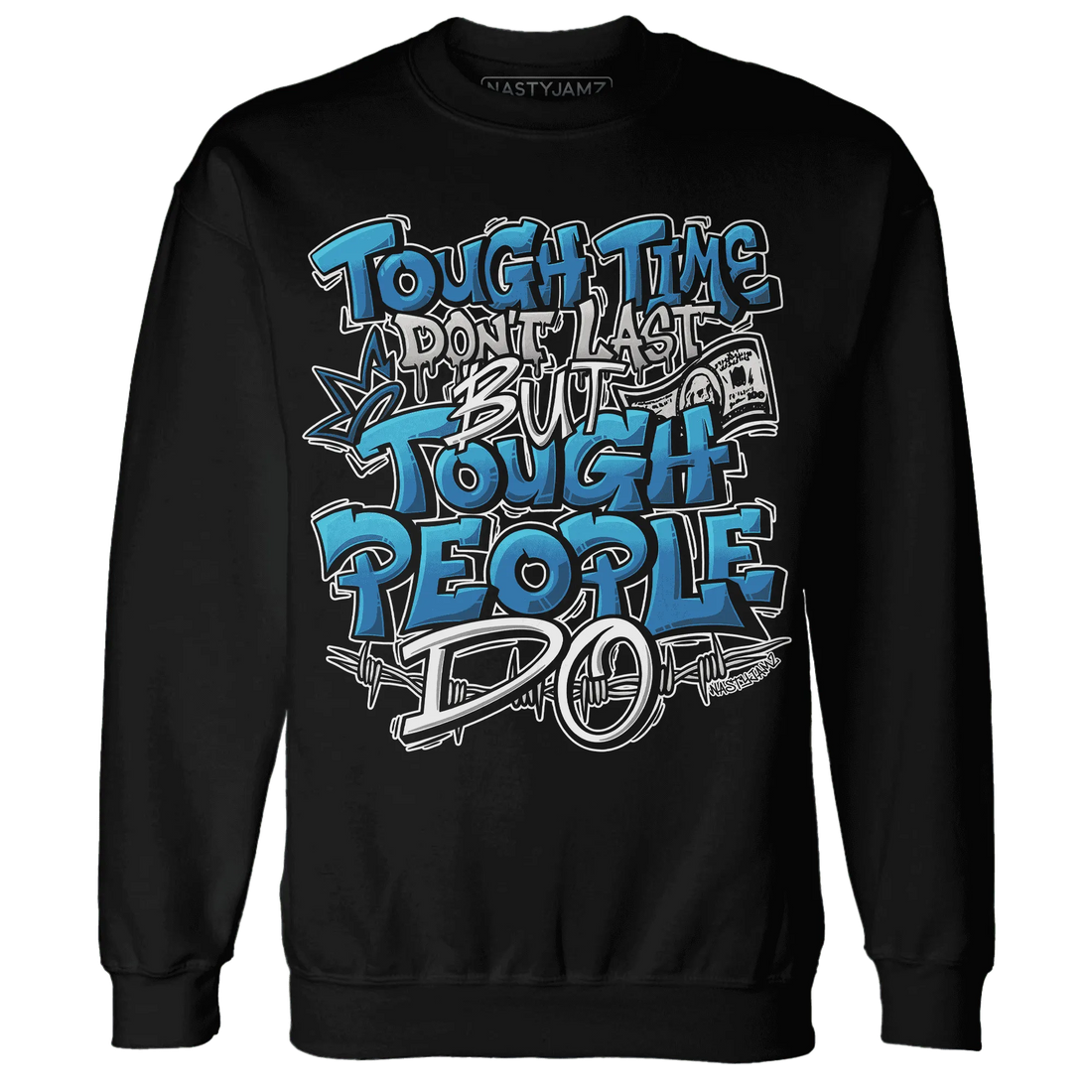 Industrial-Blue-4s-Sweatshirt-Match-Tough-People-Never-Fall