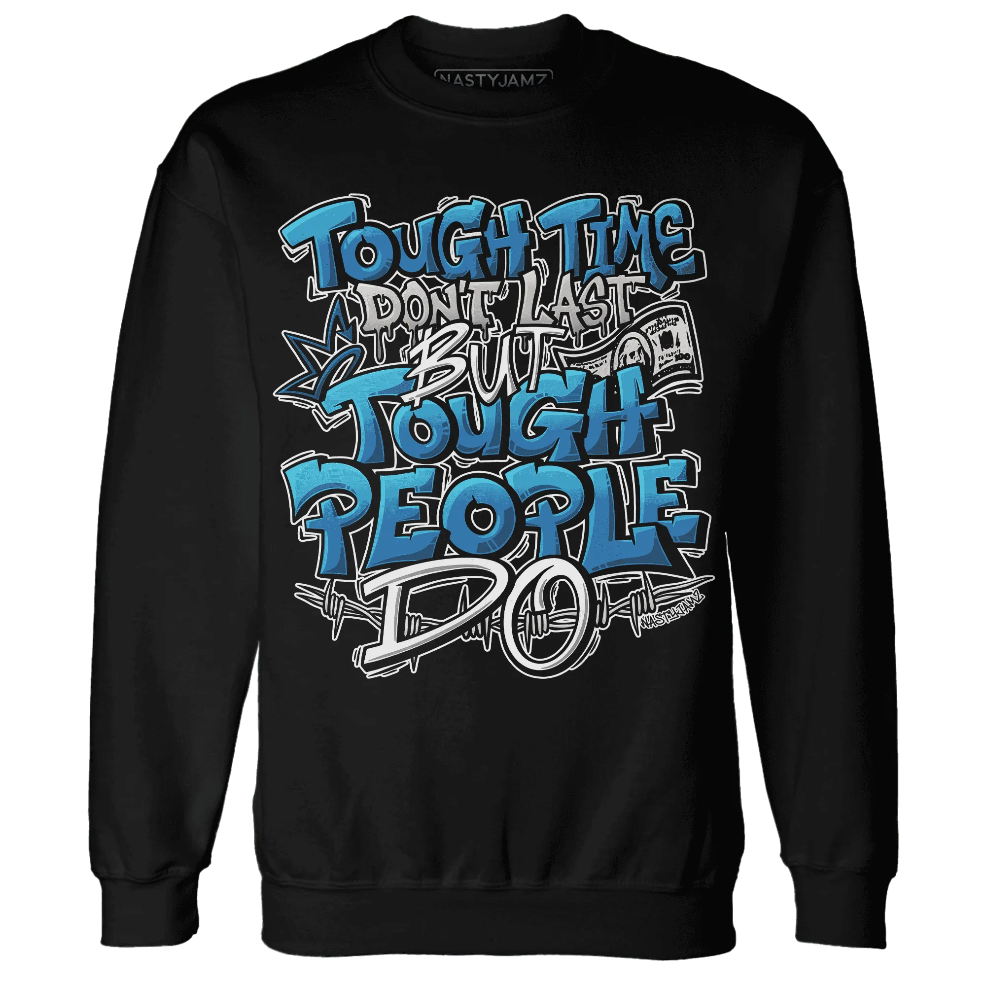 Industrial-Blue-4s-Sweatshirt-Match-Tough-People-Never-Fall