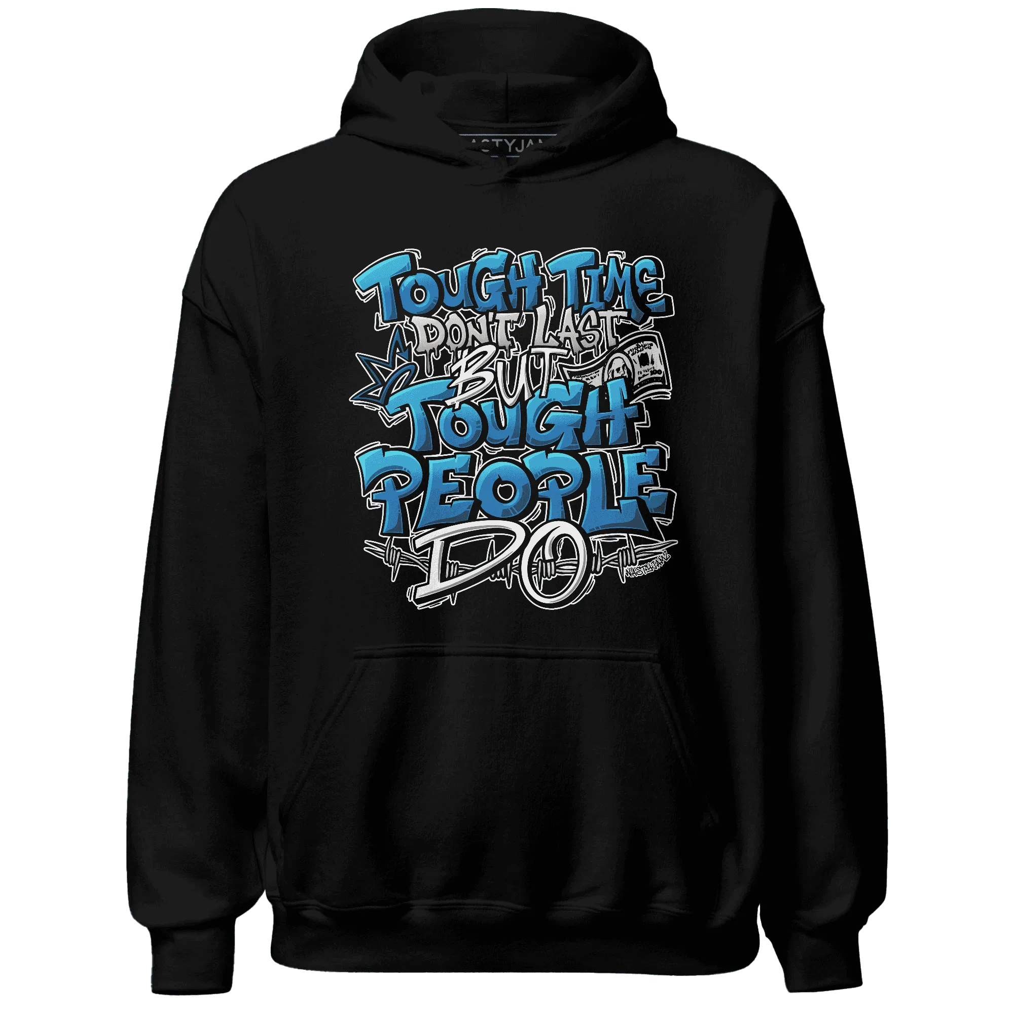 Industrial-Blue-4s-Hoodie-Match-Tough-People-Never-Fall