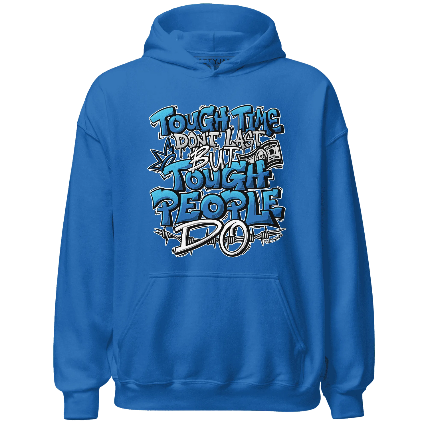 Industrial-Blue-4s-Hoodie-Match-Tough-People-Never-Fall