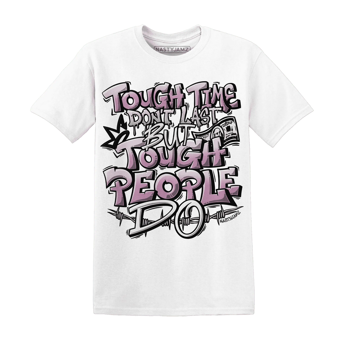 Orchid-Neutral-Grey-Black-White-4s-NastyJamz-T-Shirt-Match-Tough-People-Never-Fall