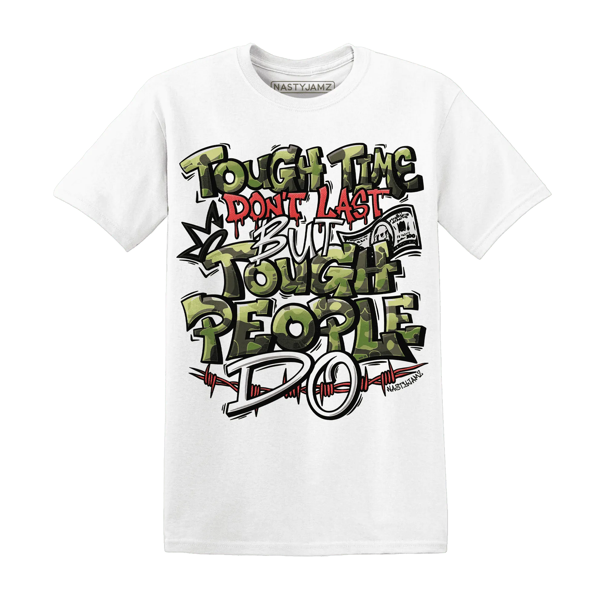 AM-90-Dark-Sage-Solar-Red-NastyJamz-T-Shirt-Match-Tough-People-Never-Fall