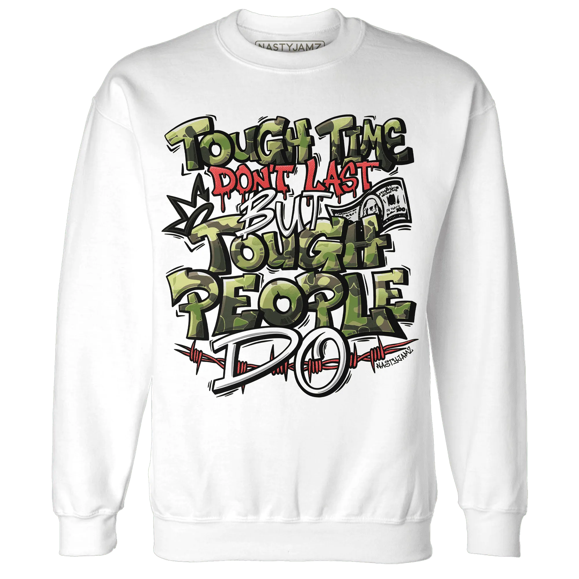 AM-90-Dark-Sage-Solar-Red-NastyJamz-Sweatshirt-Match-Tough-People-Never-Fall