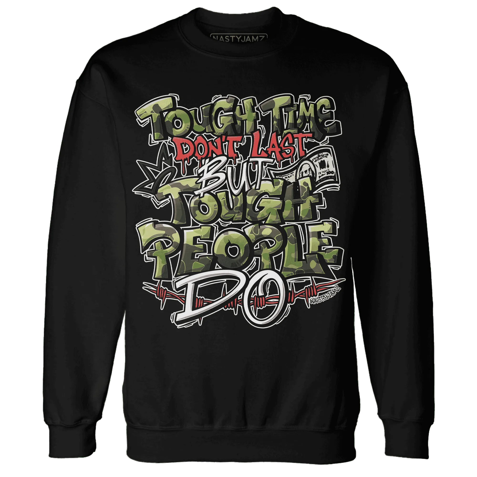AM-90-Dark-Sage-Solar-Red-NastyJamz-Sweatshirt-Match-Tough-People-Never-Fall