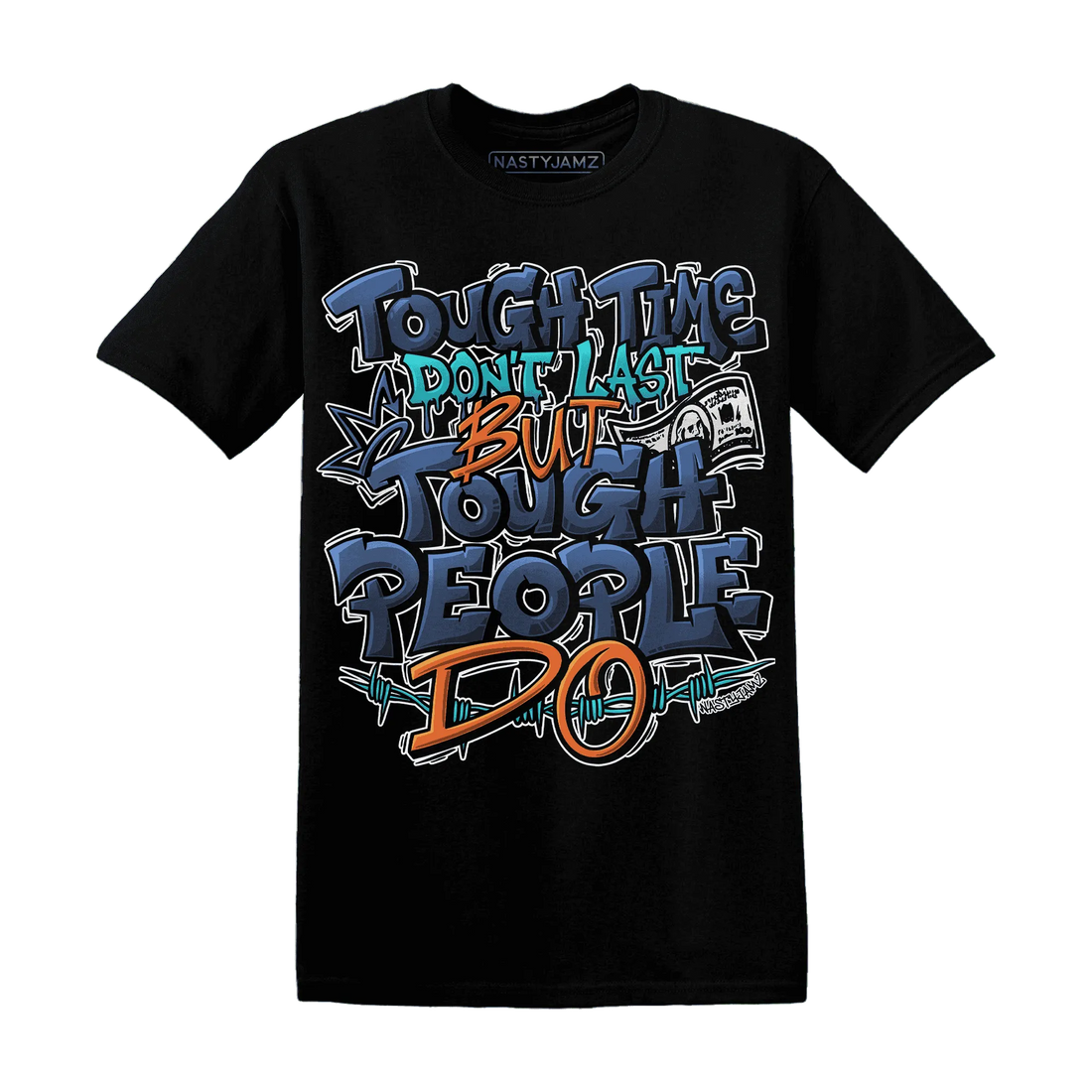 NastyJamz-AM-Plus-Drift-Midnight-Navy-Total-Orange-Dusty-Cactus-T-Shirt-Match-Tough-People-Never-Fall