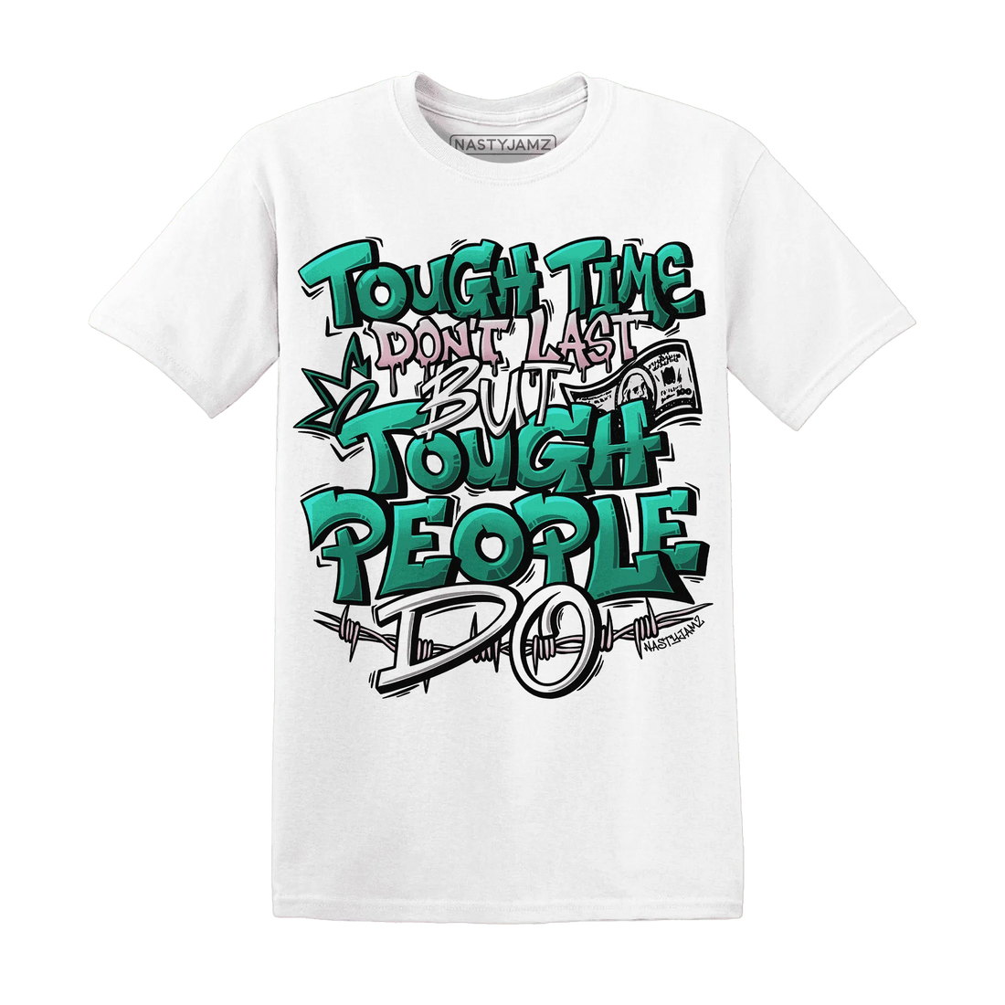 NastyJamz-Dunk-Pink-Malachite-Medium-Soft-Low-Sail-T-Shirt-Match-Tough-People-Never-Fall