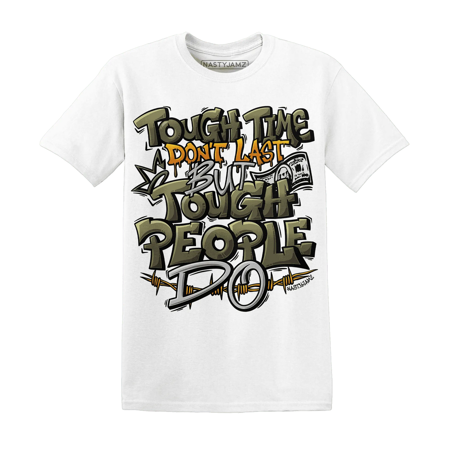 Olive-5s-T-Shirt-Match-Tough-People-Never-Fall