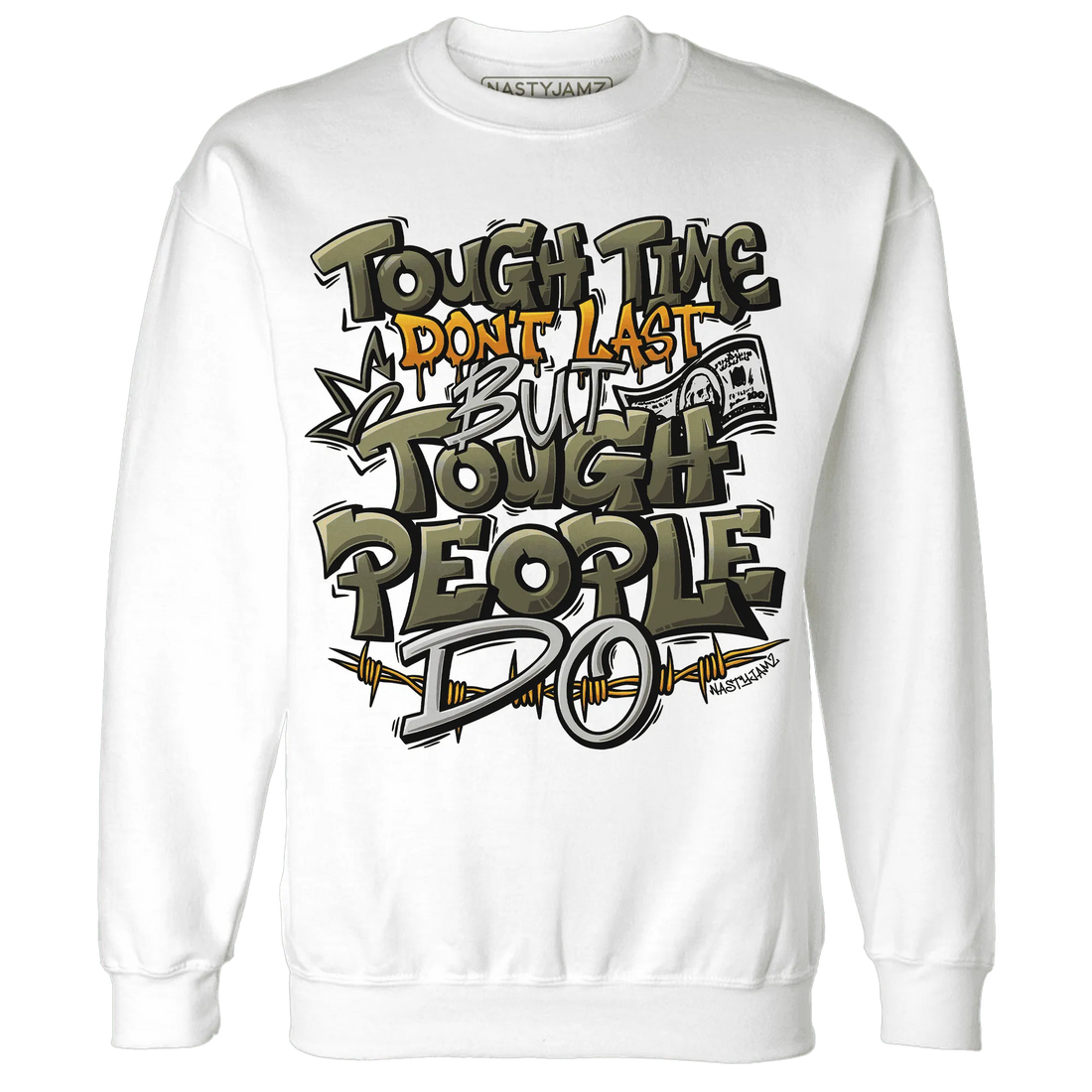 Olive-5s-Sweatshirt-Match-Tough-People-Never-Fall
