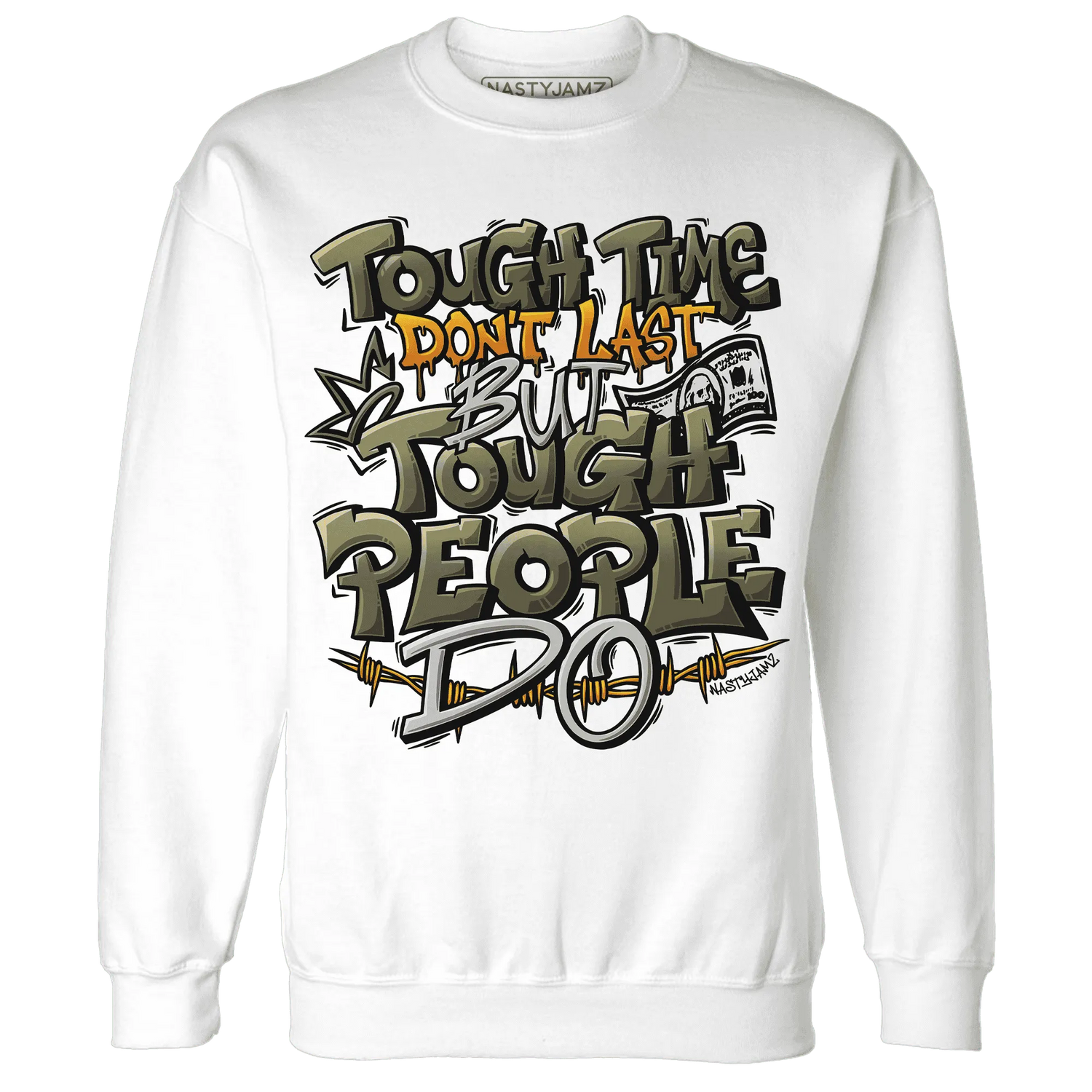Olive-5s-Sweatshirt-Match-Tough-People-Never-Fall