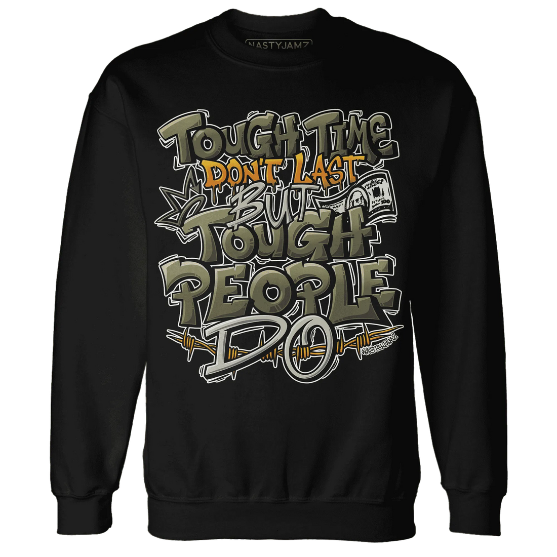 Olive-5s-Sweatshirt-Match-Tough-People-Never-Fall