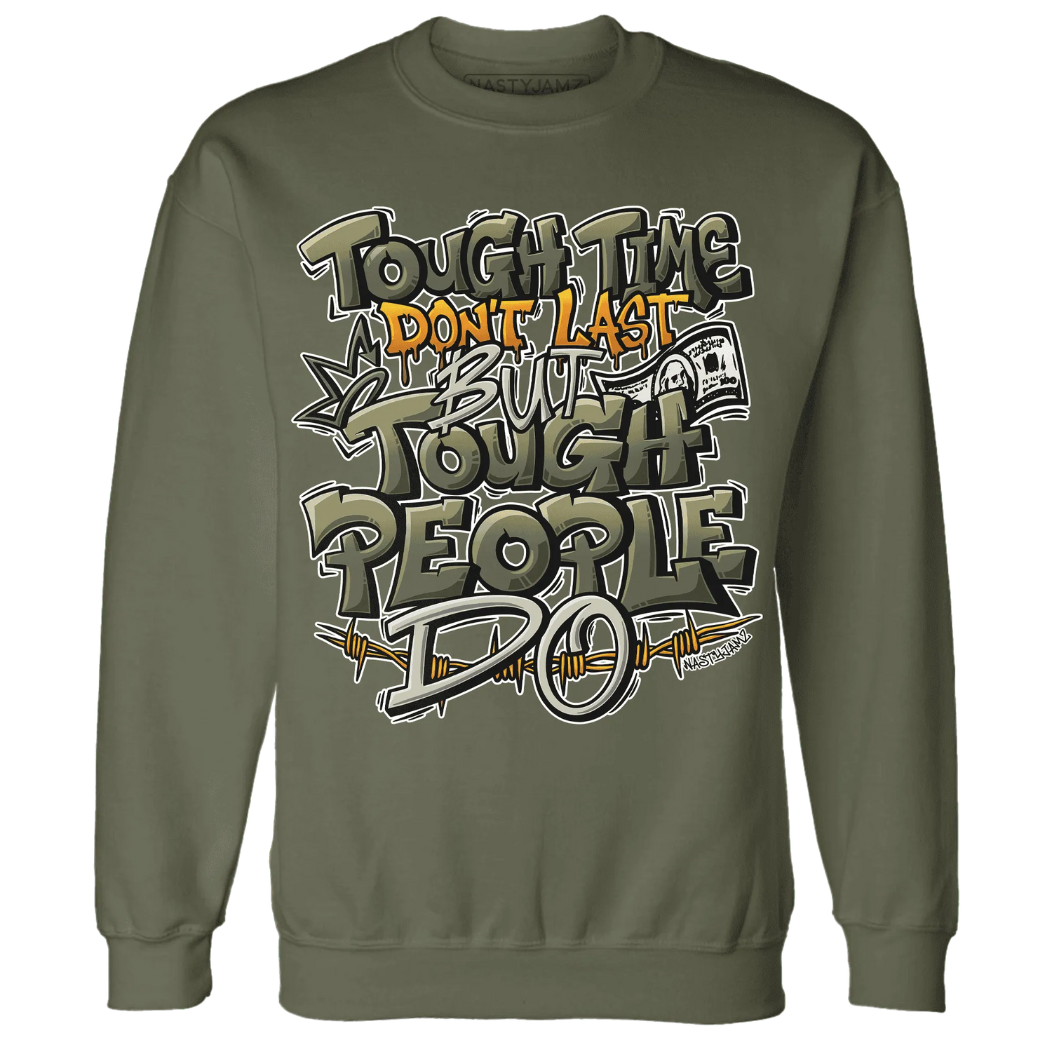 Olive-5s-Sweatshirt-Match-Tough-People-Never-Fall