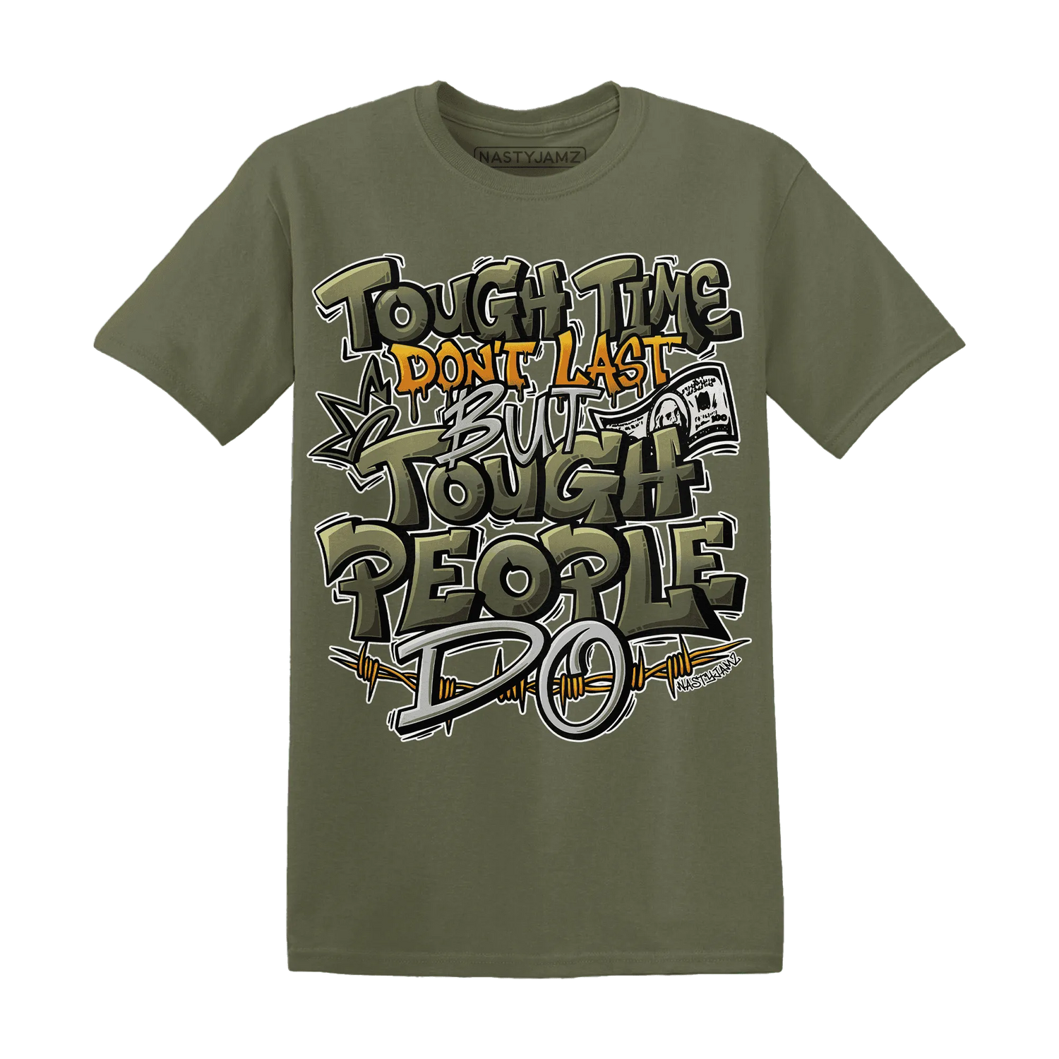 Olive-5s-T-Shirt-Match-Tough-People-Never-Fall