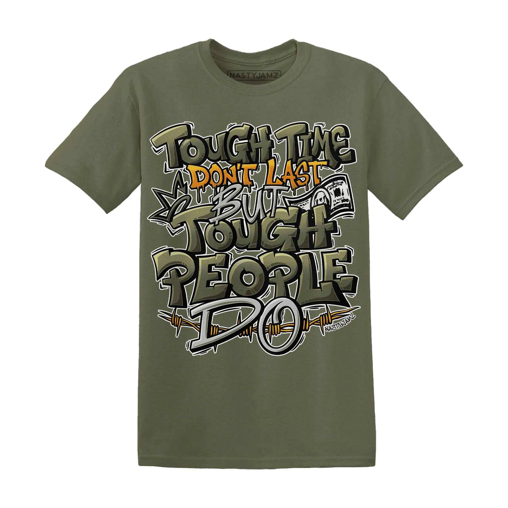 Olive-5s-T-Shirt-Match-Tough-People-Never-Fall
