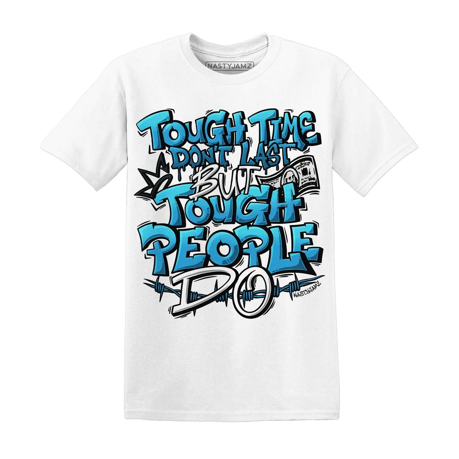 Powder-Blue-9s-T-Shirt-Match-Tough-People-Never-Fall