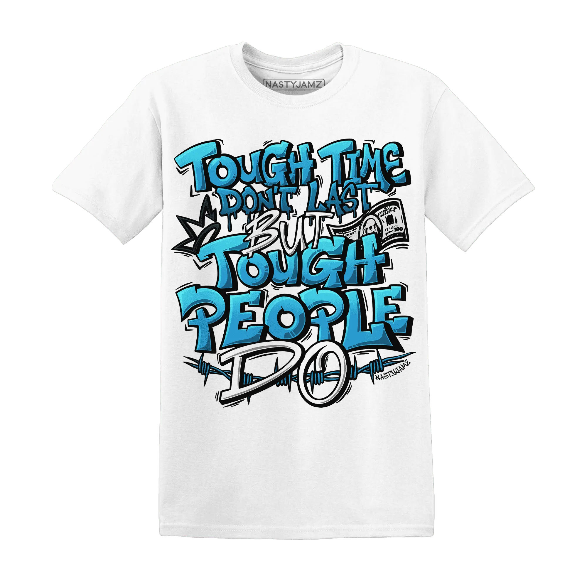 Powder-Blue-9s-T-Shirt-Match-Tough-People-Never-Fall