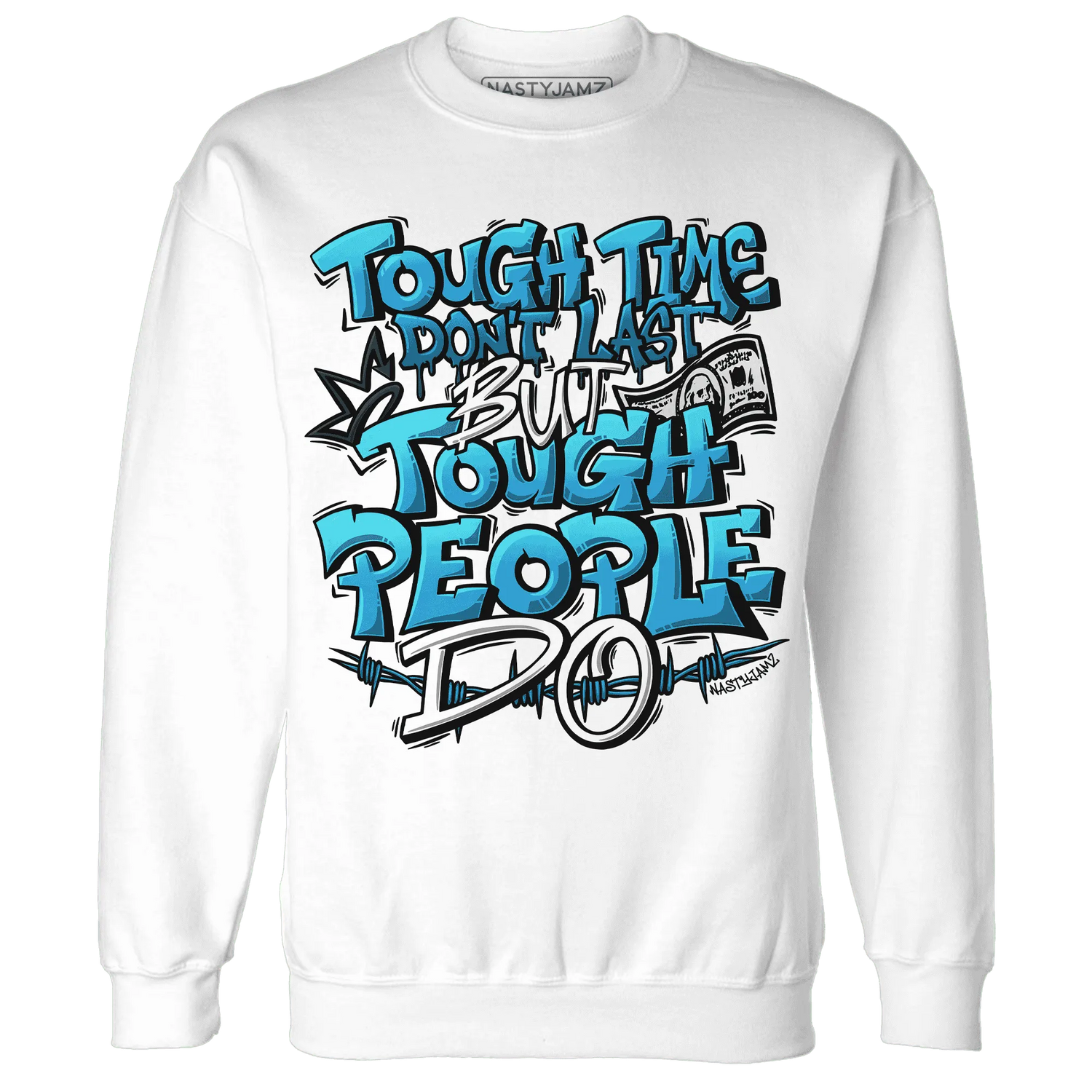 Powder-Blue-9s-Sweatshirt-Match-Tough-People-Never-Fall