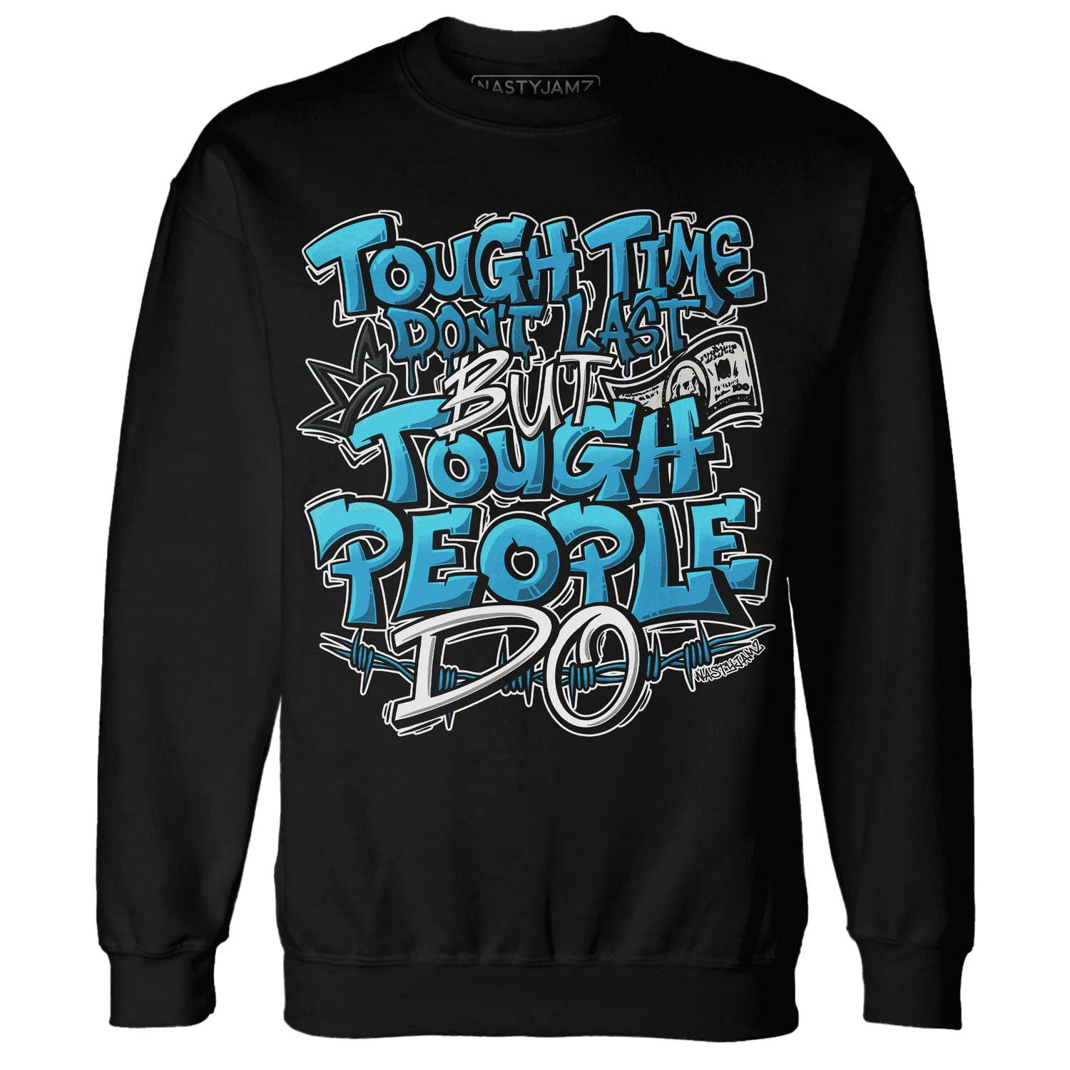 Powder-Blue-9s-Sweatshirt-Match-Tough-People-Never-Fall