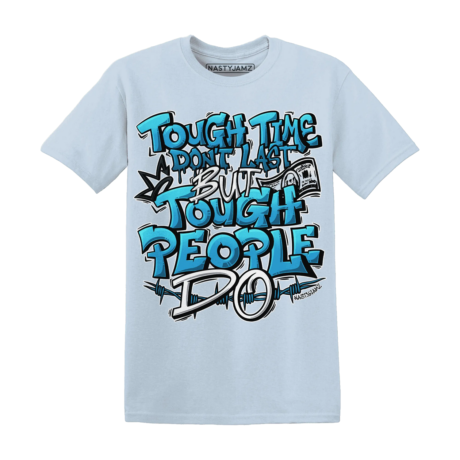 Powder-Blue-9s-T-Shirt-Match-Tough-People-Never-Fall