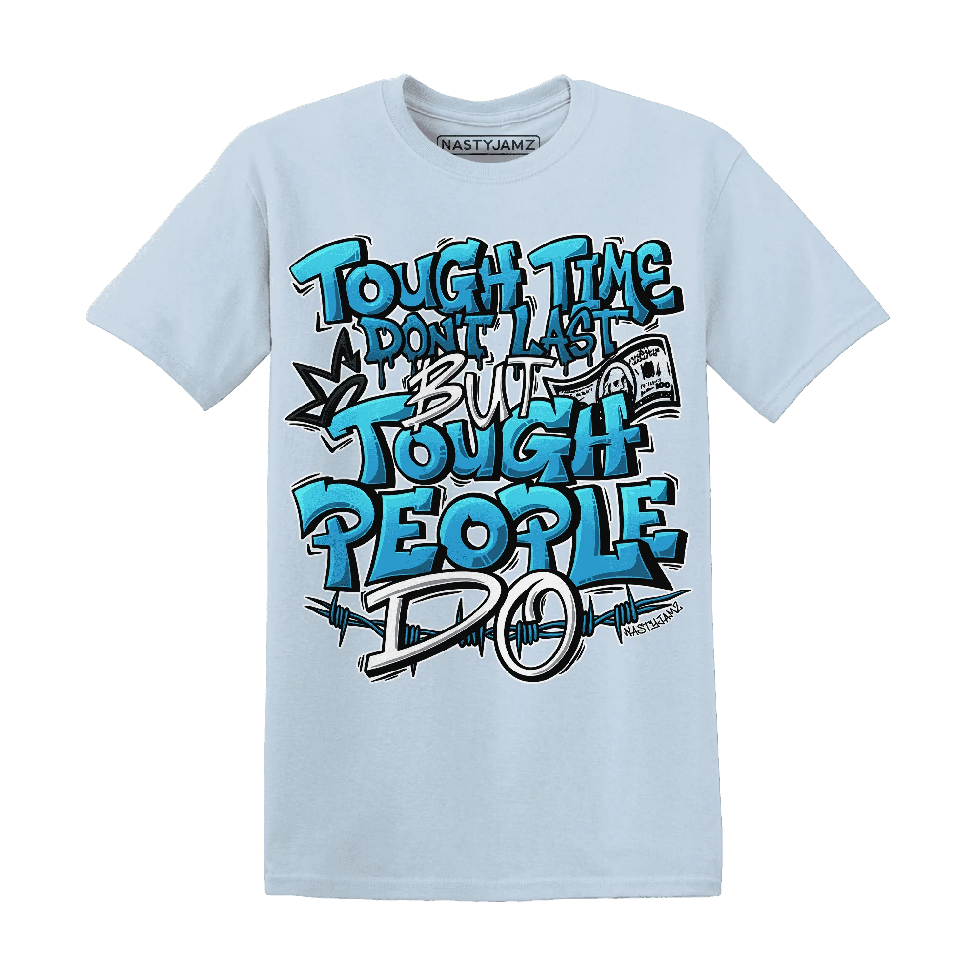Powder-Blue-9s-T-Shirt-Match-Tough-People-Never-Fall