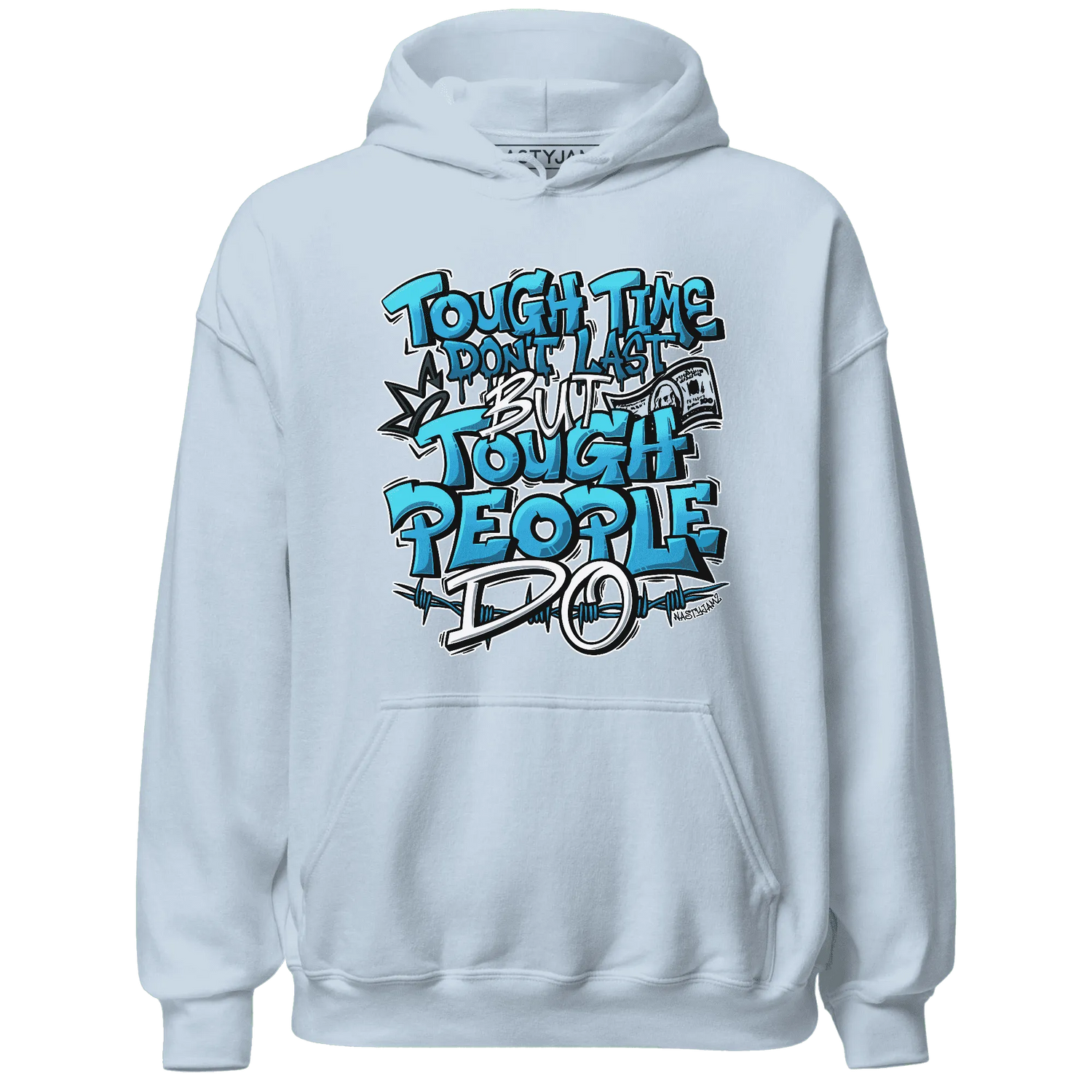 Powder-Blue-9s-Hoodie-Match-Tough-People-Never-Fall