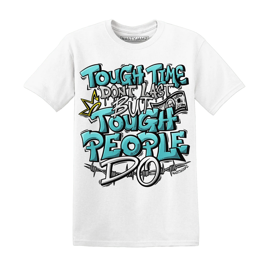 NastyJamz-NBL-Cyan-Burst-9060-T-Shirt-Match-Tough-People-Never-Fall